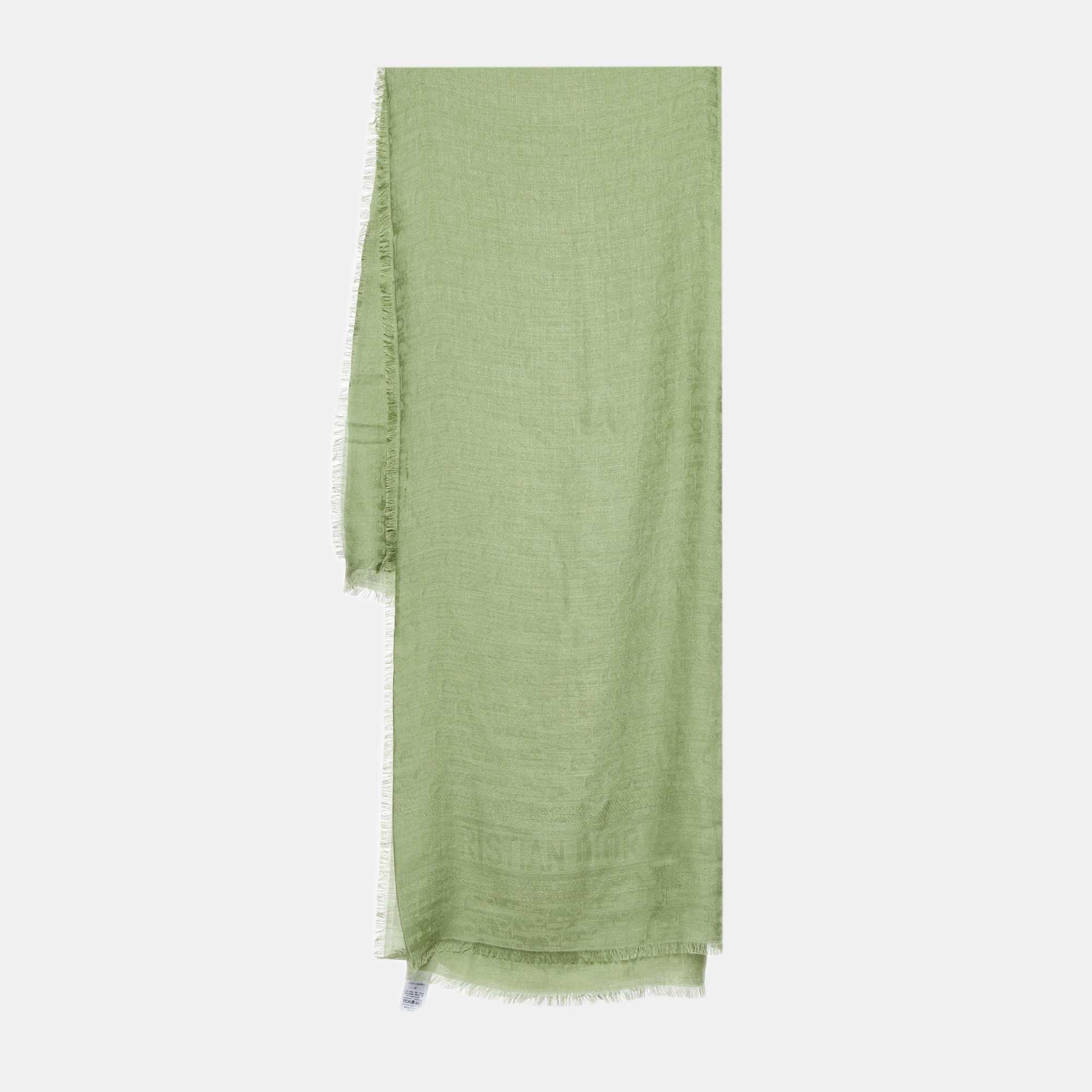 

Dior Green Oblique Pattern Silk & Wool Shawl