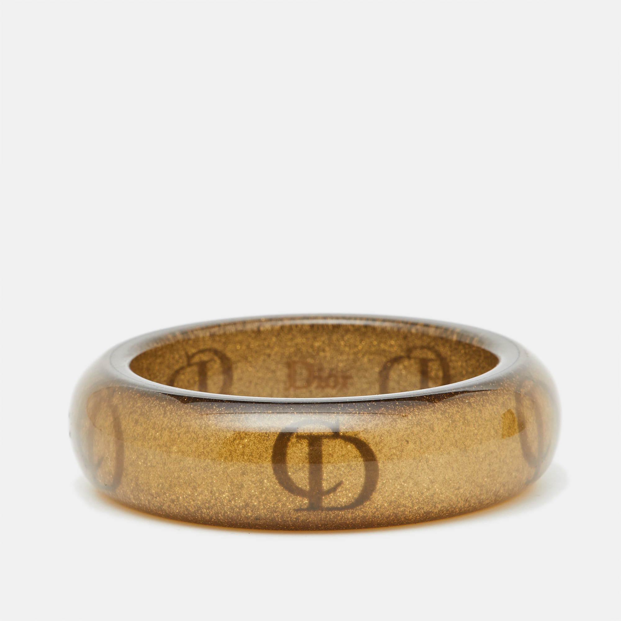 

Dior CD Glittery Gold Logo Resin Bangle Bracelet