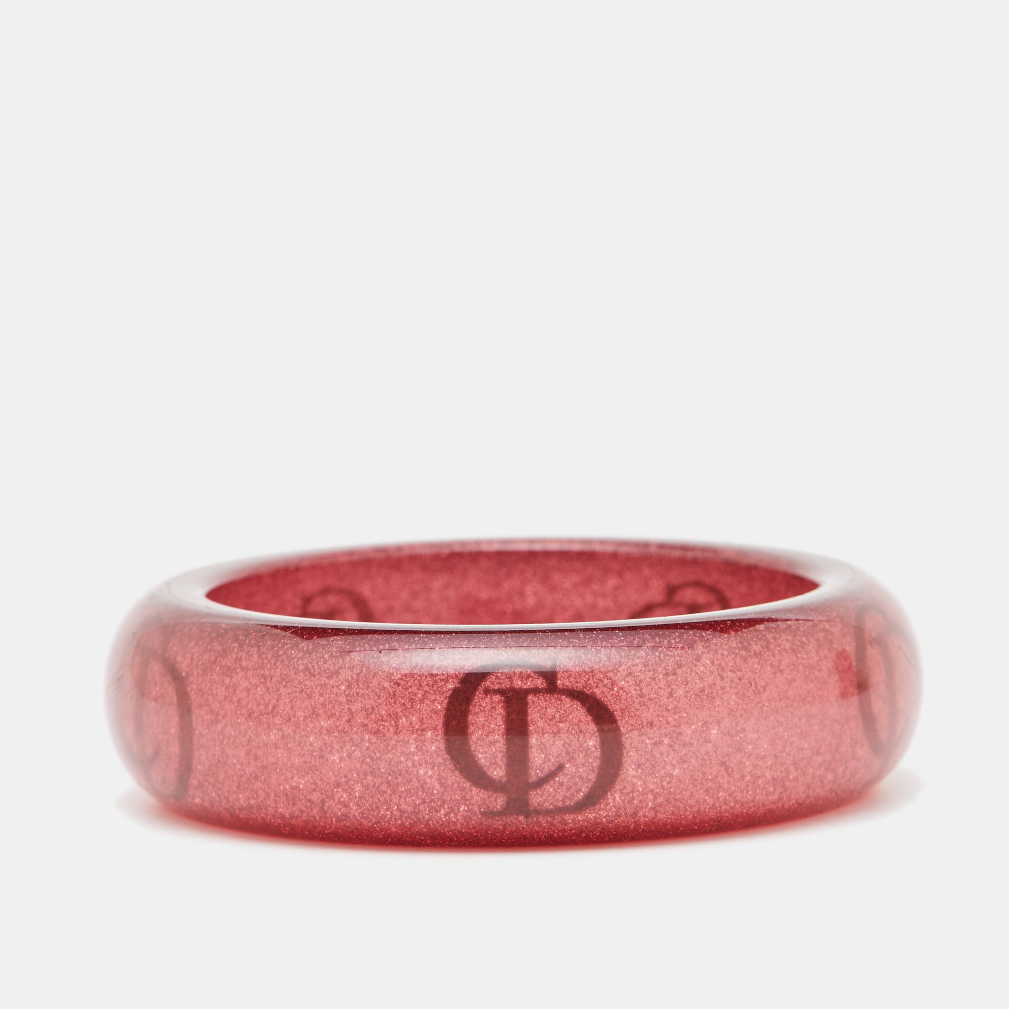 

Dior CD Red Glittering Logo Resin Bangle Bracelet