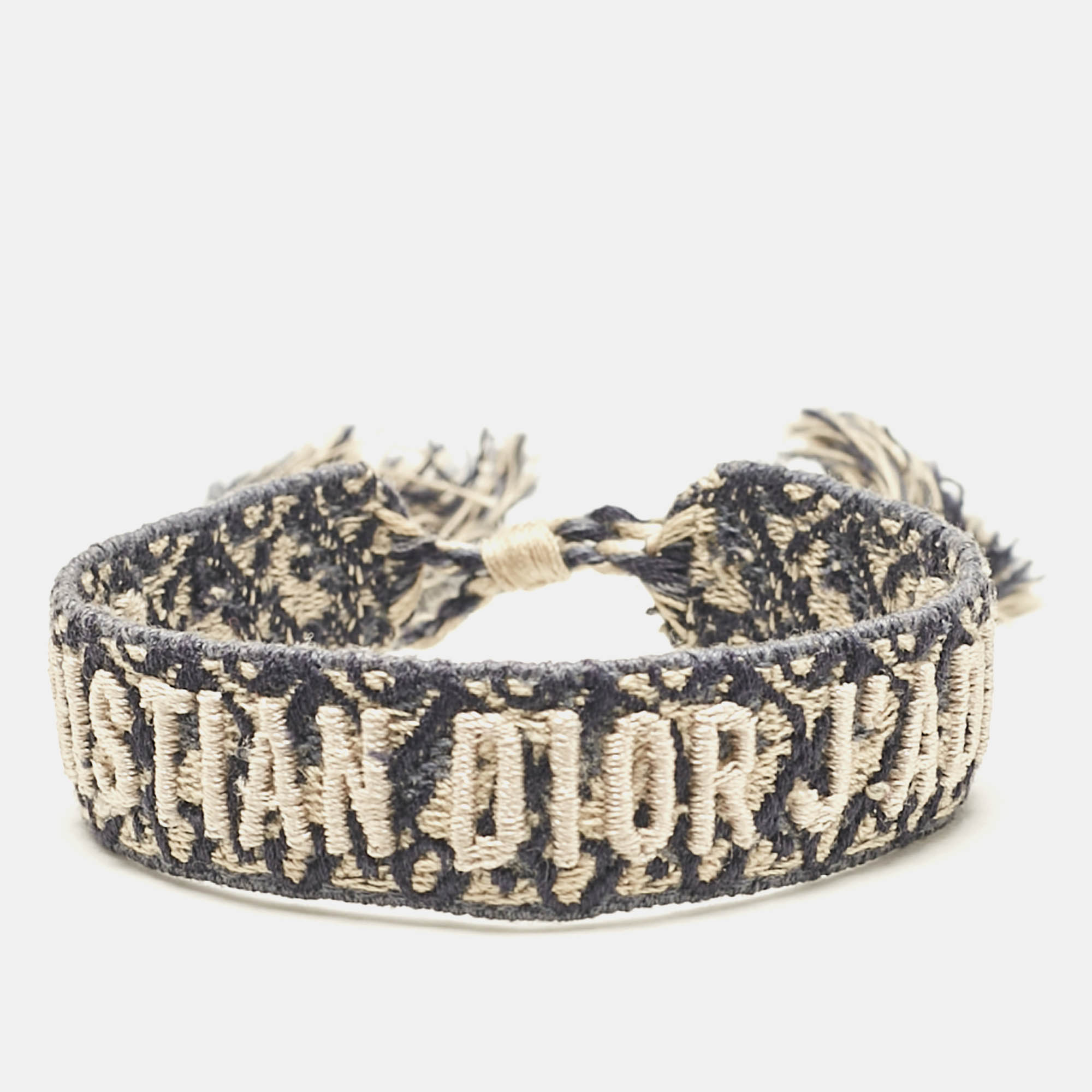 Pre-owned Dior Blue J'a Woven Fabric Friendship Bracelet