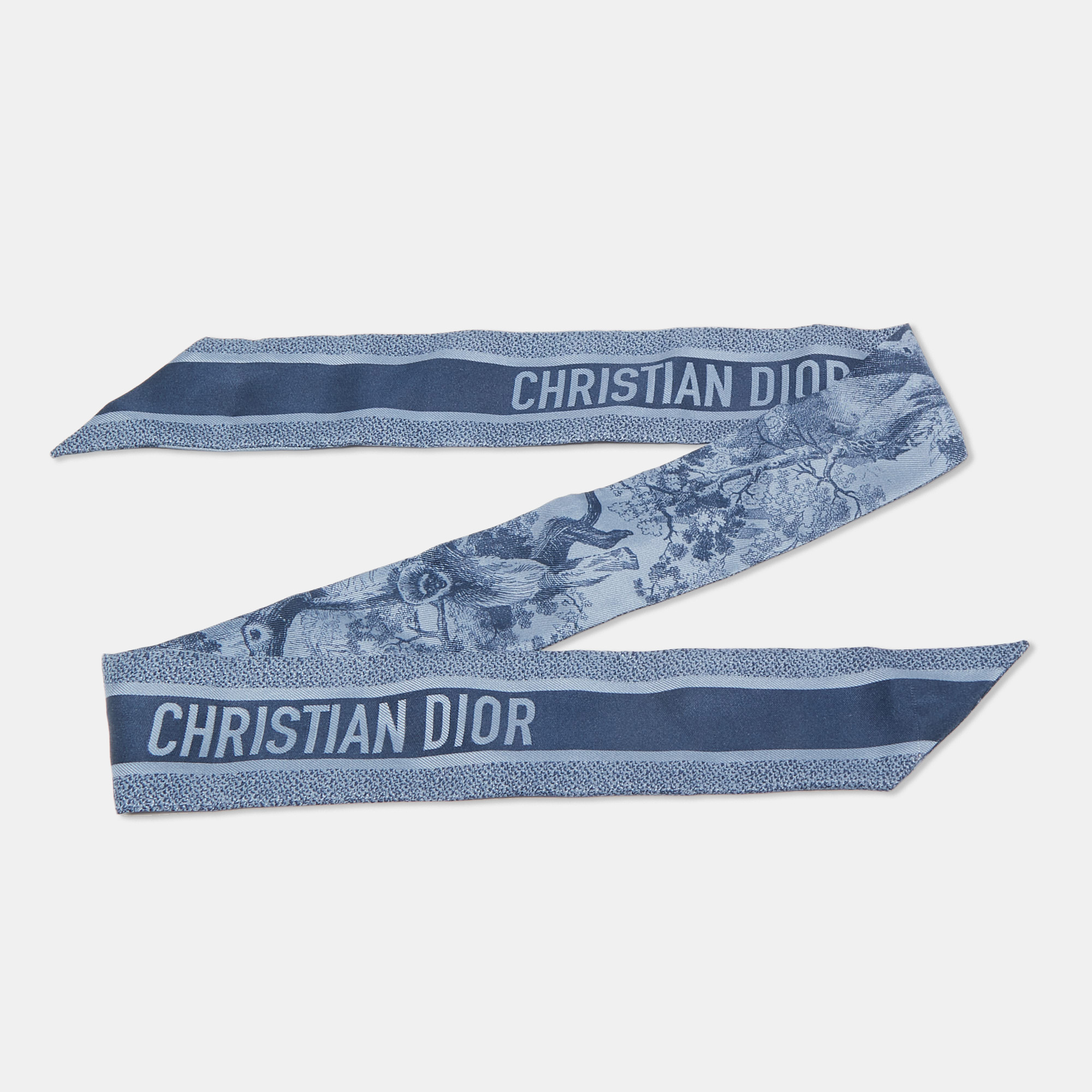 

Dior Blue Silk Toile de Jouy Sauvage Mitzah Scarf