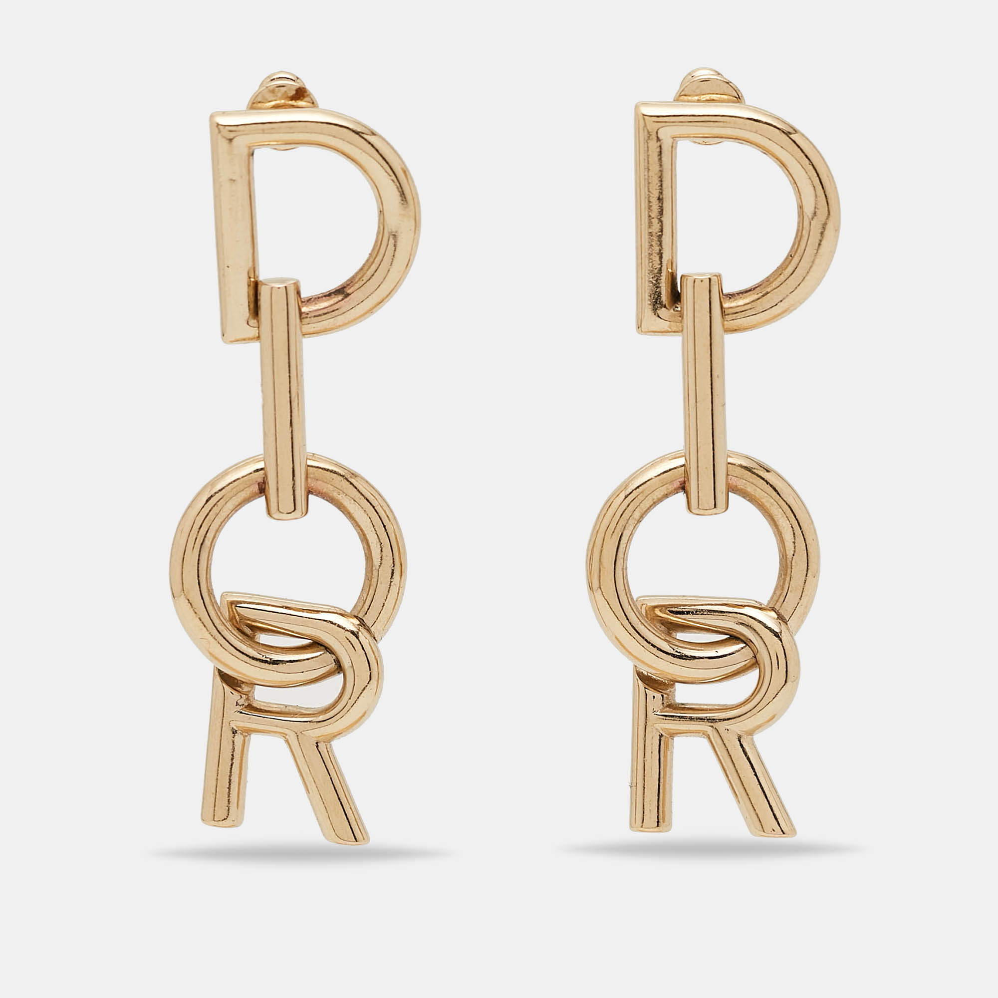 

Dior Vertical Logo Gold Tone Drop Earrings