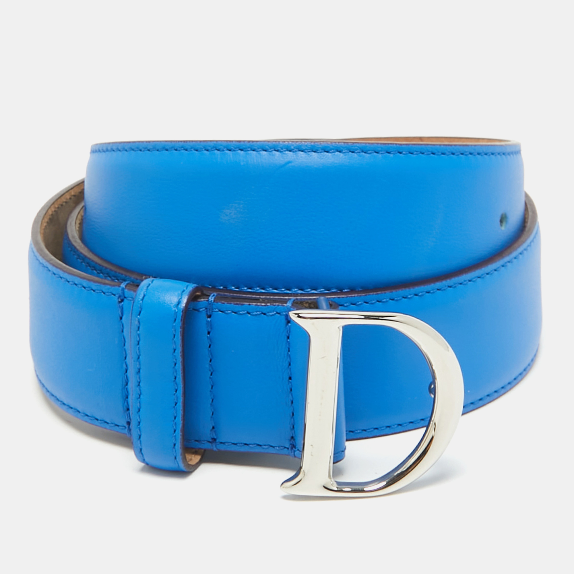 

Dior Blue Leather D Buckle Belt