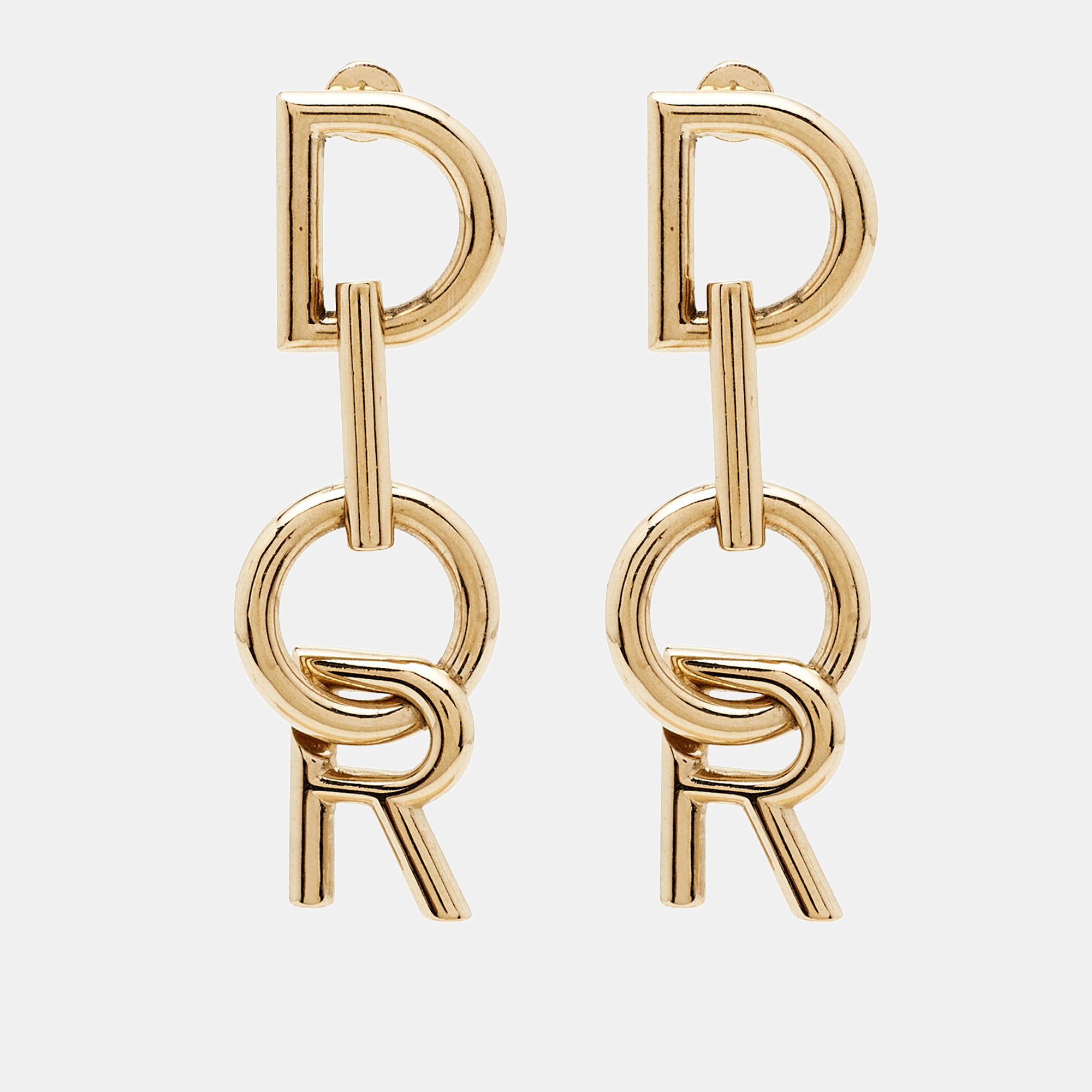 

Dior Vertical Logo Gold Tone Drop Earrings