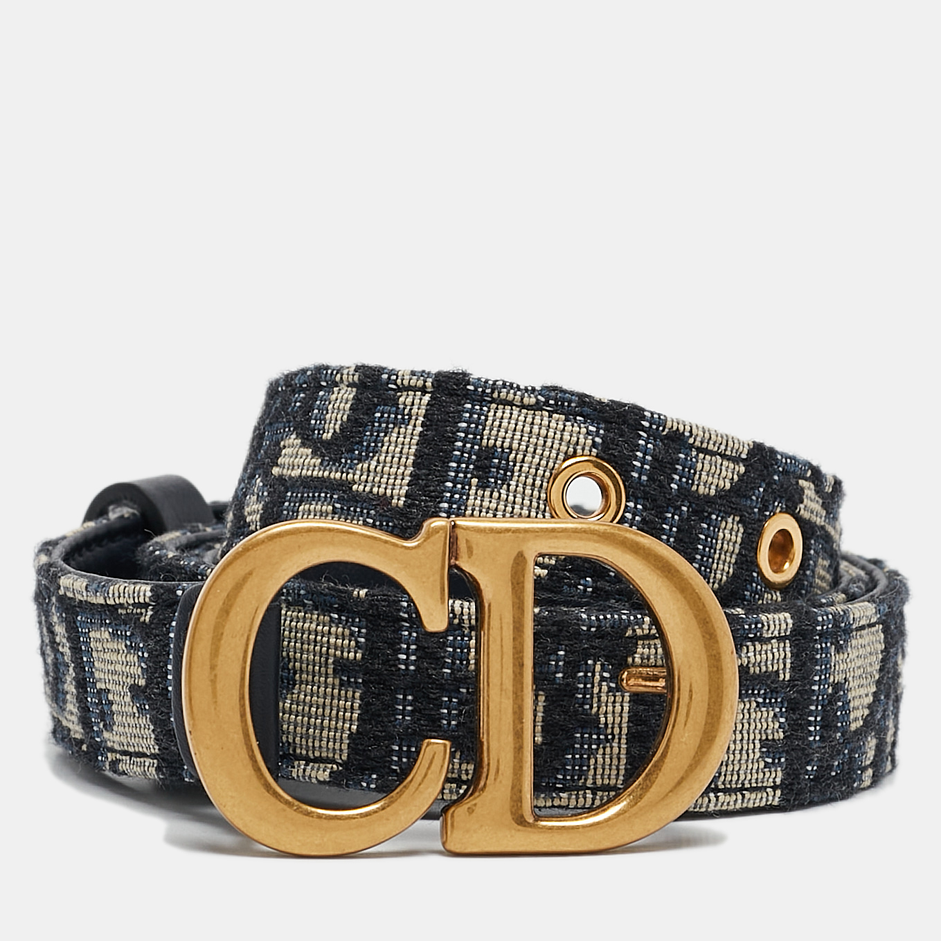 

Dior Blue Oblique Canvas CD Logo Buckle Belt