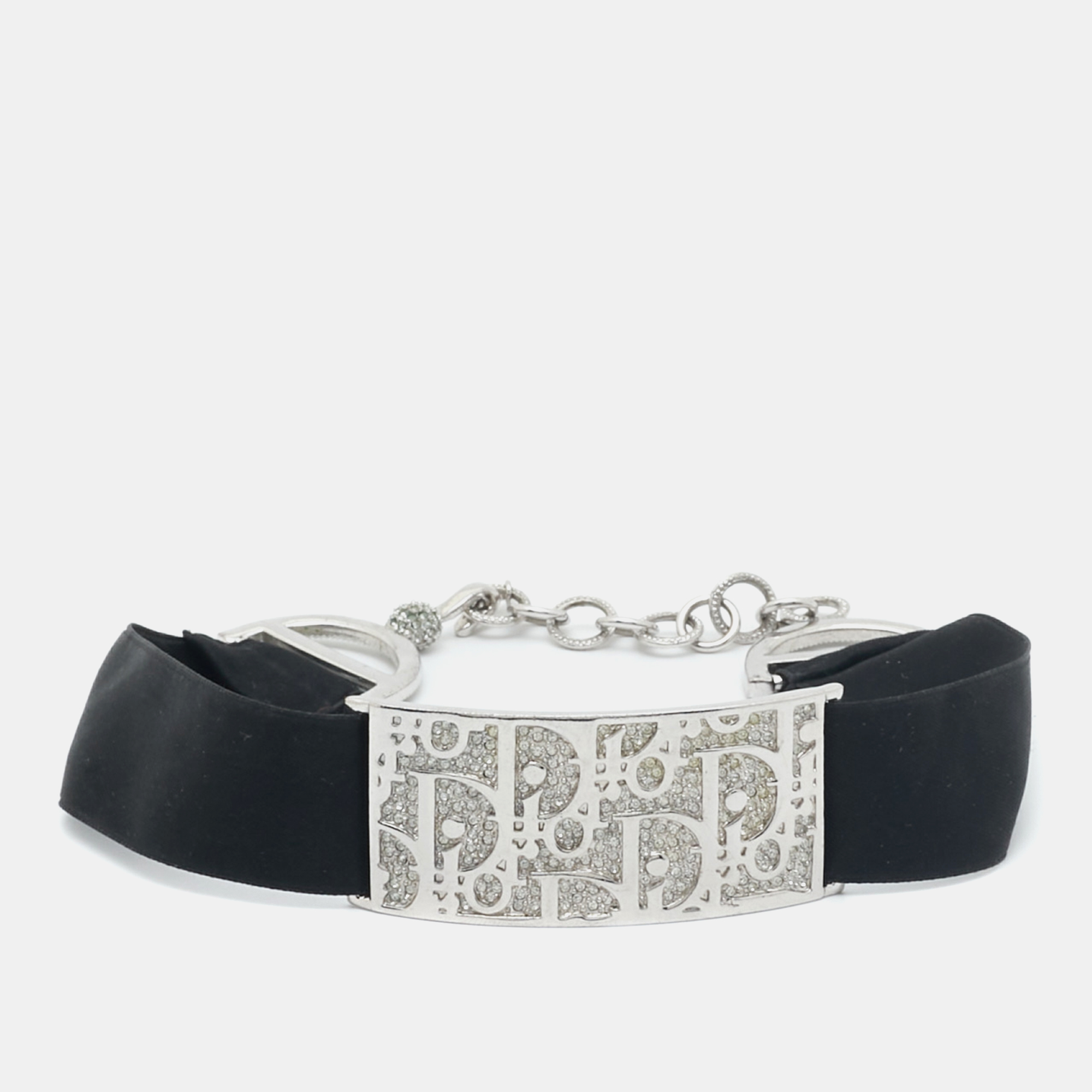 

Dior Crystals Fabric Silver Tone Trotter Choker