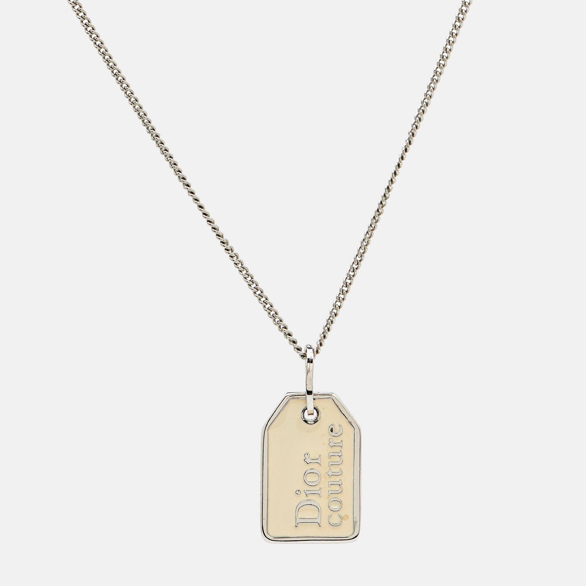 

Dior Oblique Enamel Silver Tone Necklace