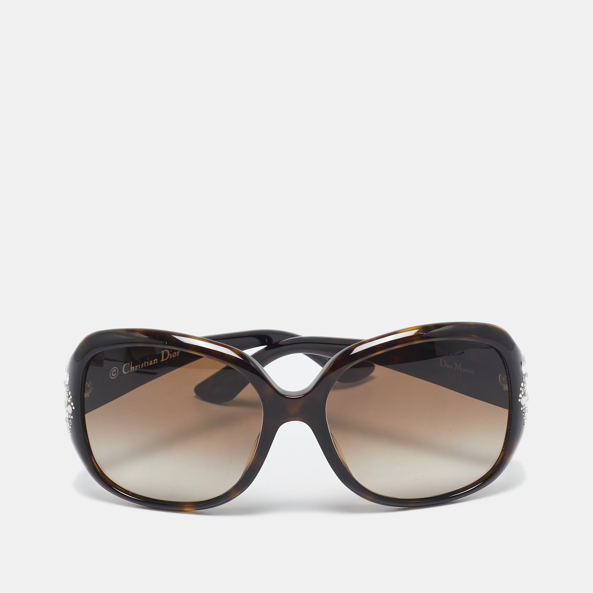 

Dior Black Gradient DiorMinuit Crystals Square Sunglasses, Brown