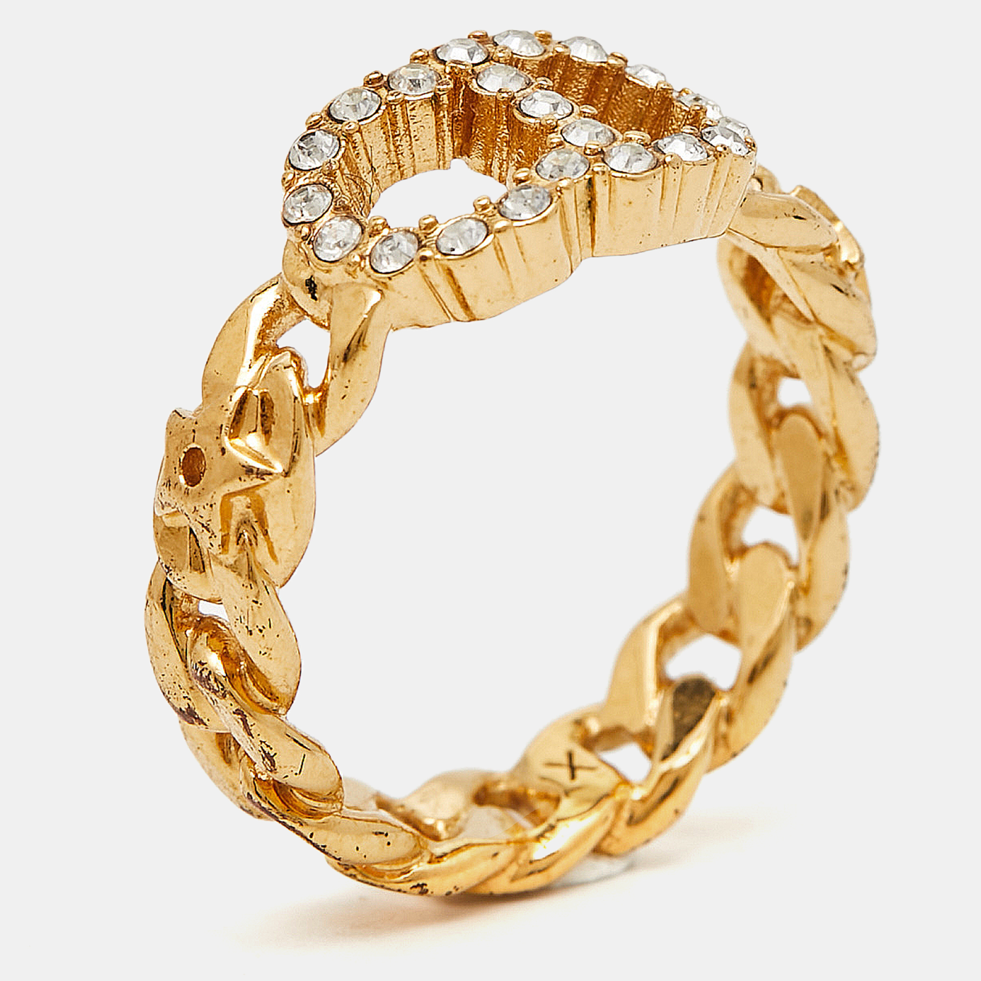 

Dior CD Crystals Gold Tone Ring Size