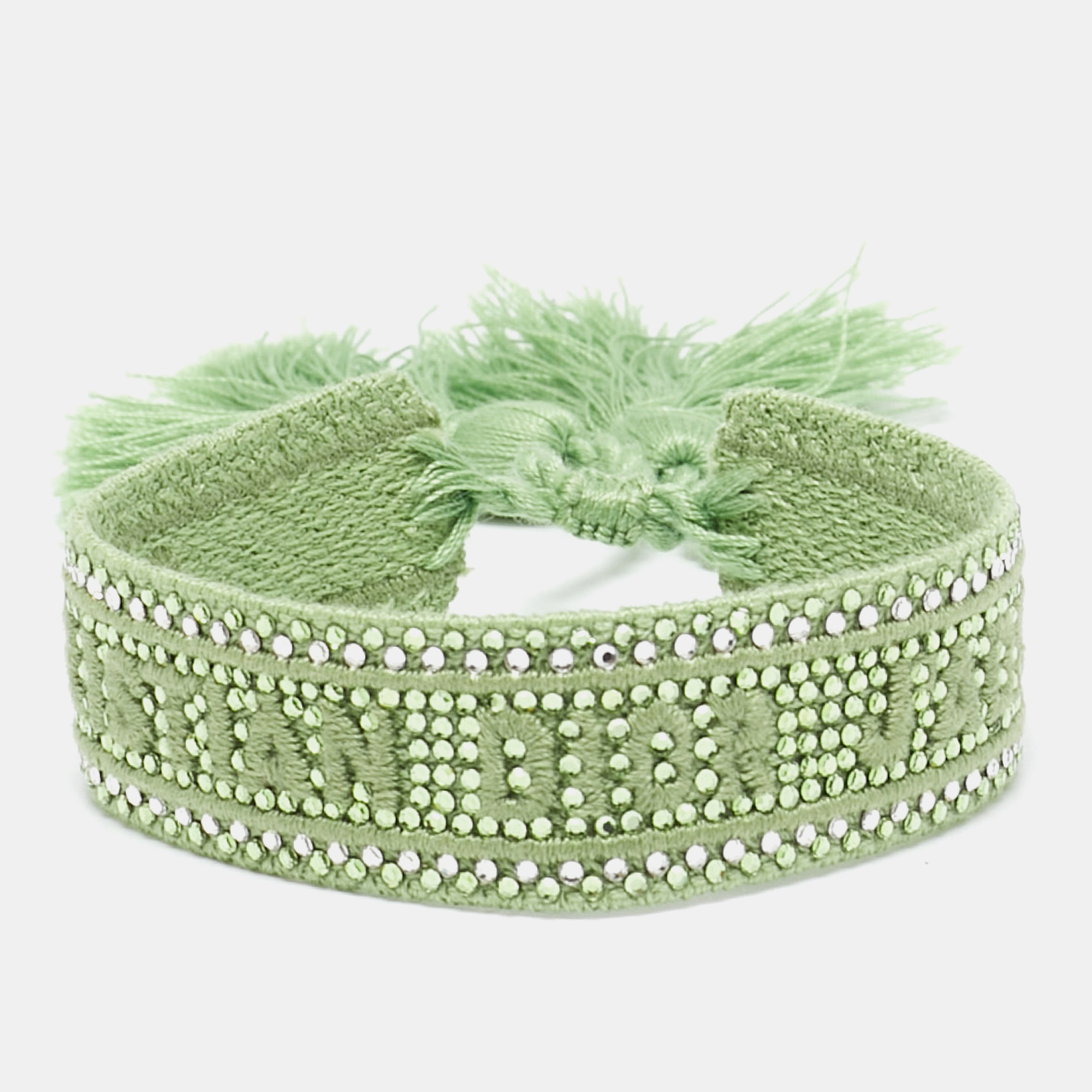 

Dior J'Adior Crystals Green Woven Fabric Adjustable Friendship Bracelet