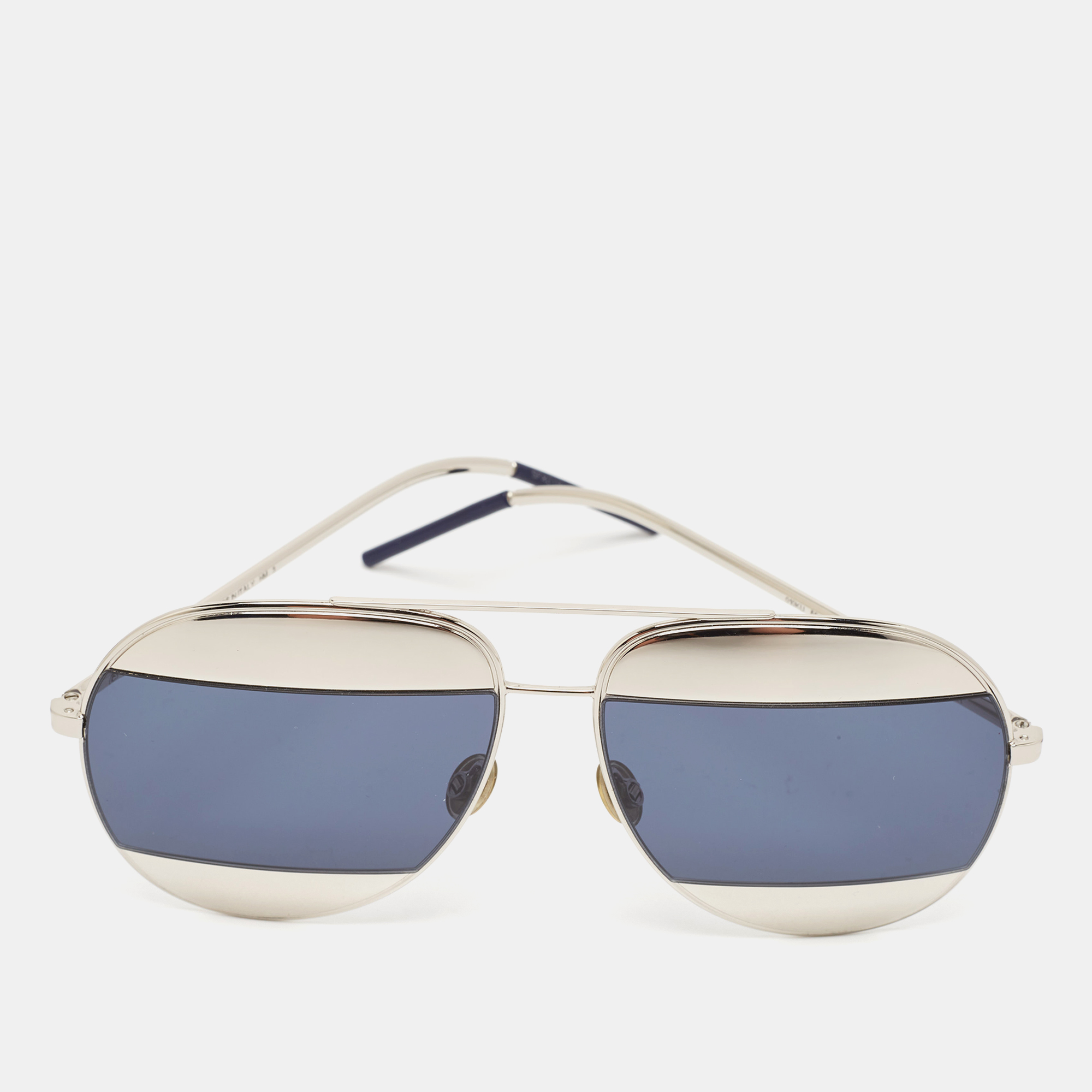 

Dior Silver/Blue 010KU DiorSplit 1 Aviator Sunglasses