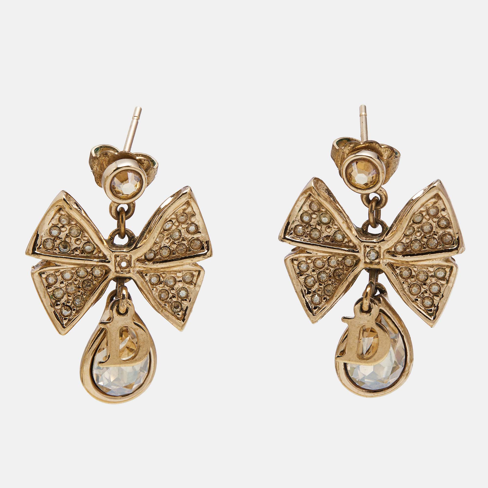 

Dior Bow Crystals Gold Tone Earrings