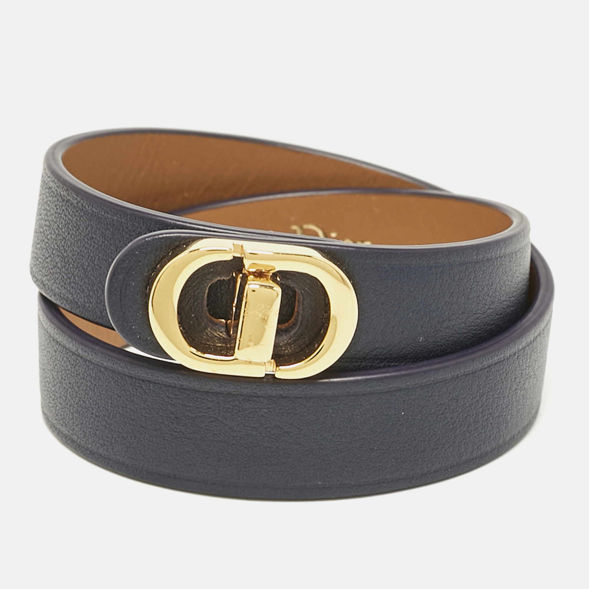 

Dior 30 Montaigne Leather Gold Tone Double Tour Bracelet