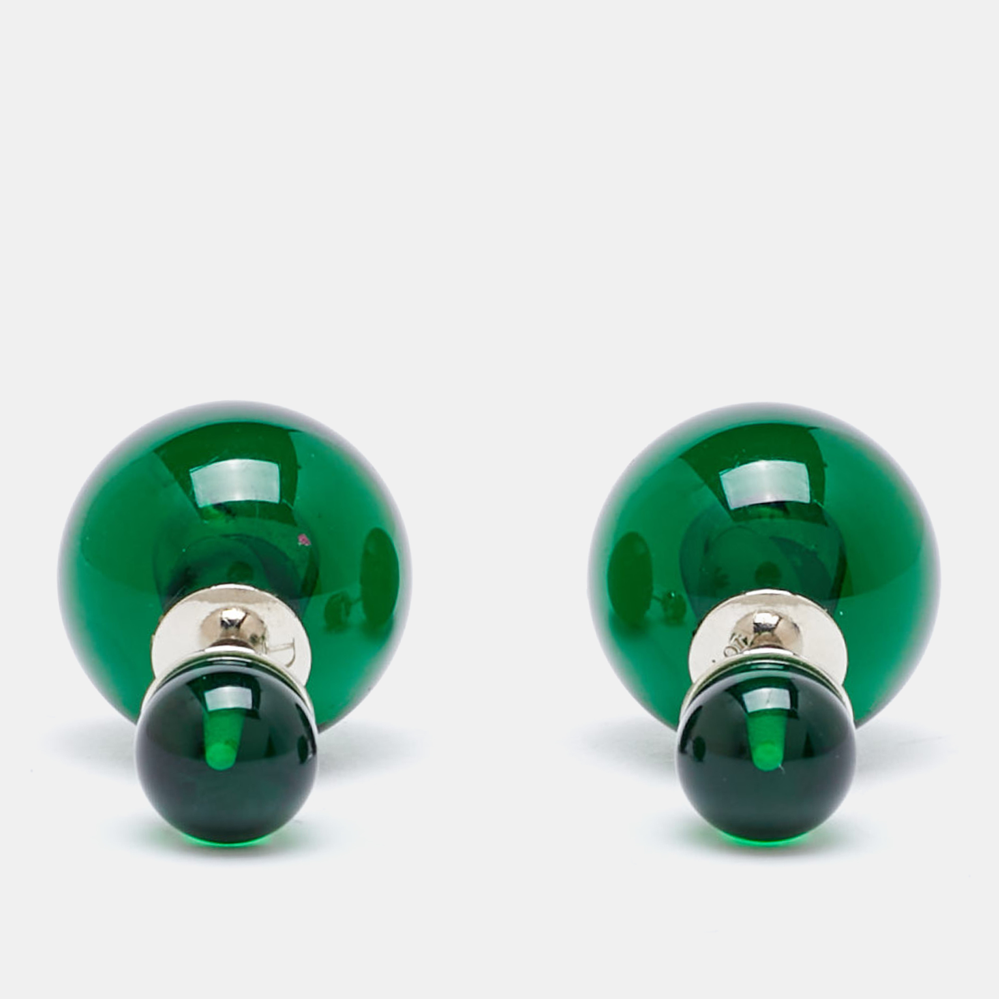 

Dior Tribale Green Resin Silver Tone Stud Earrings