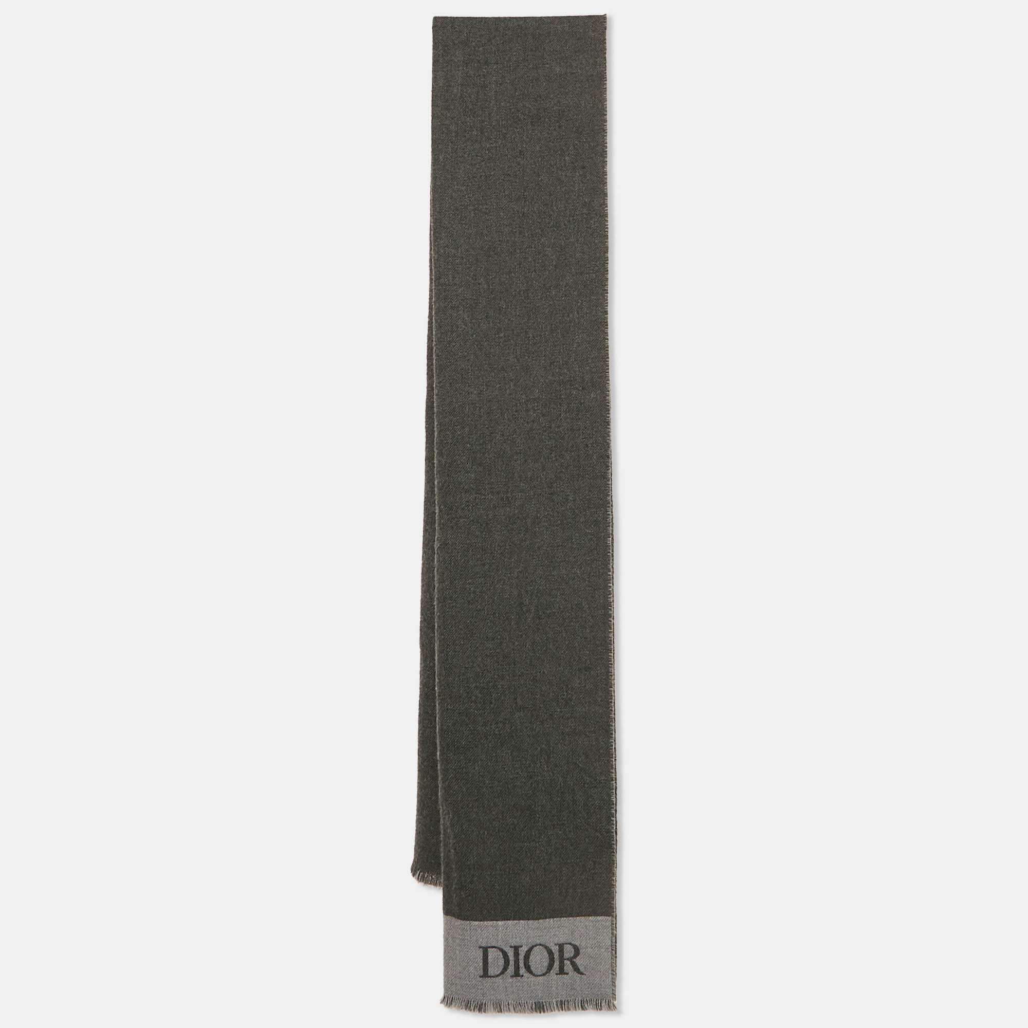 

Dior Grey Logo Intarsia Wool Scarf