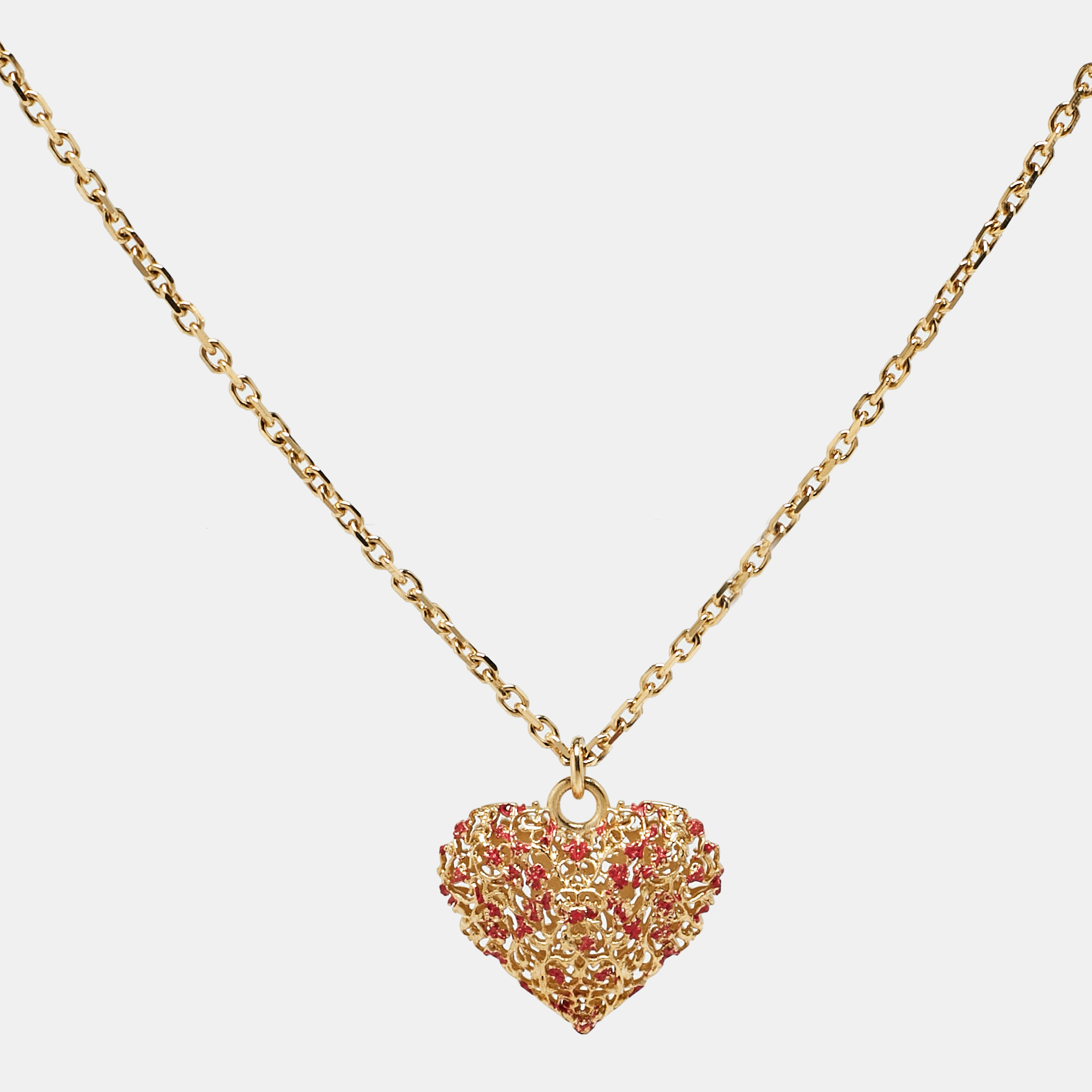 

Dior Dioramour Cœur des Curiosités Enamel Gold Tone Necklace