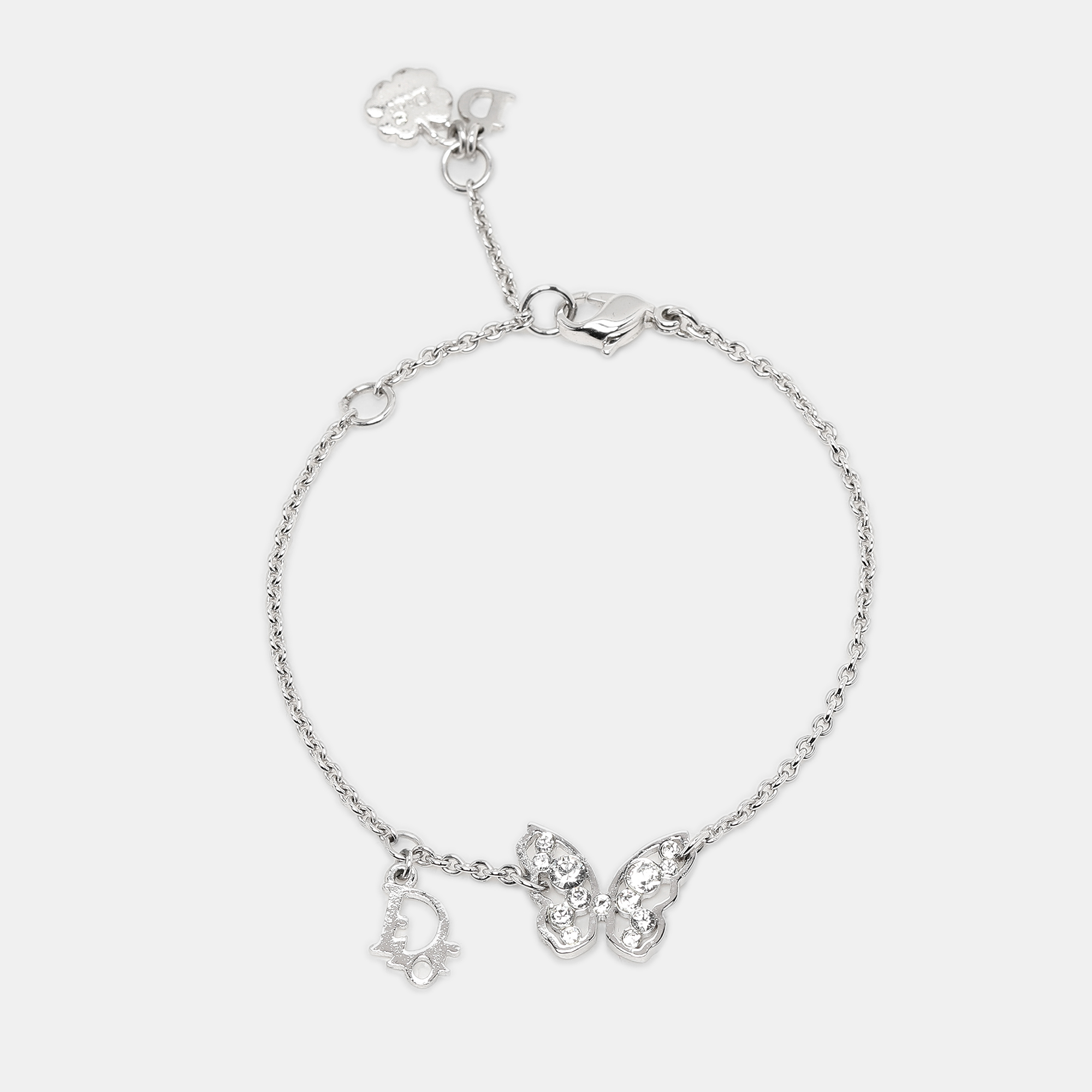 

Dior Butterfly Crystals Silver Tone Metal Bracelet