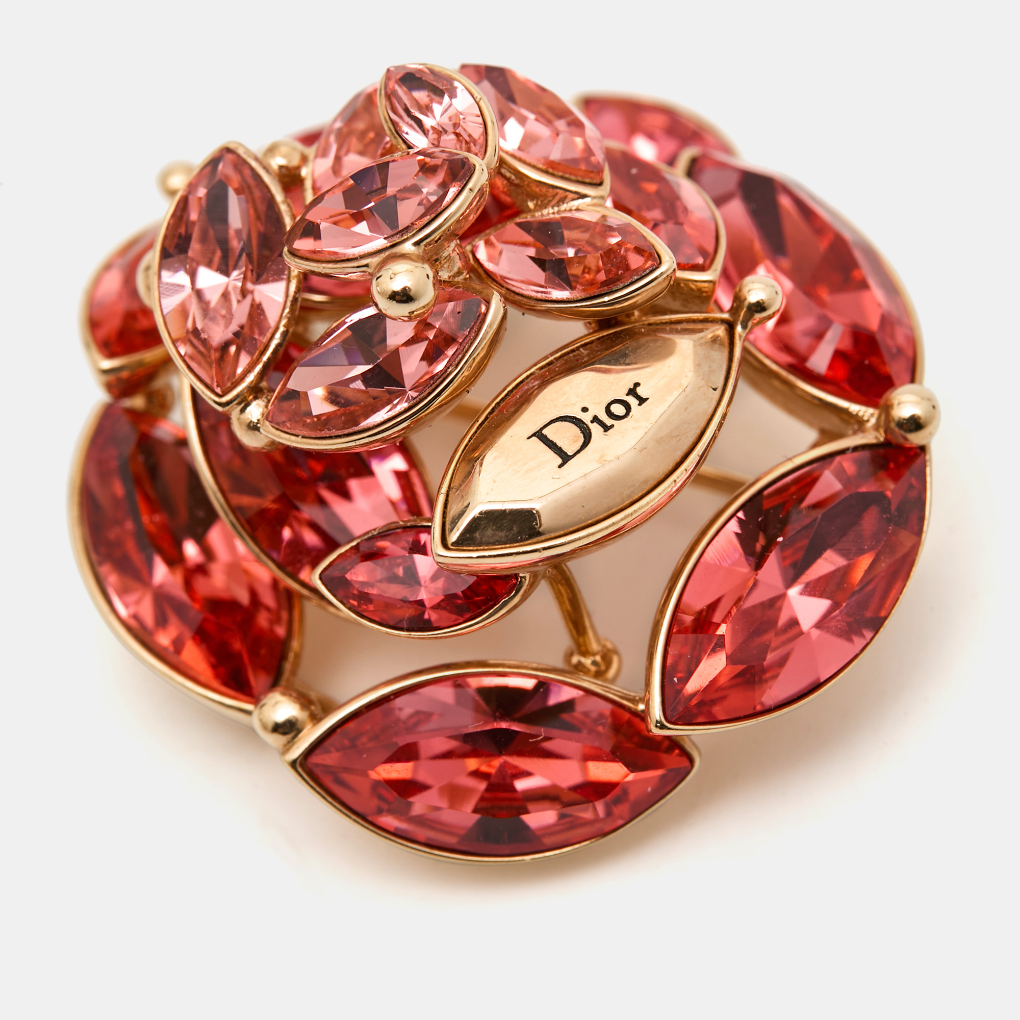 

Dior Flower Crystals Gold Tone Brooch