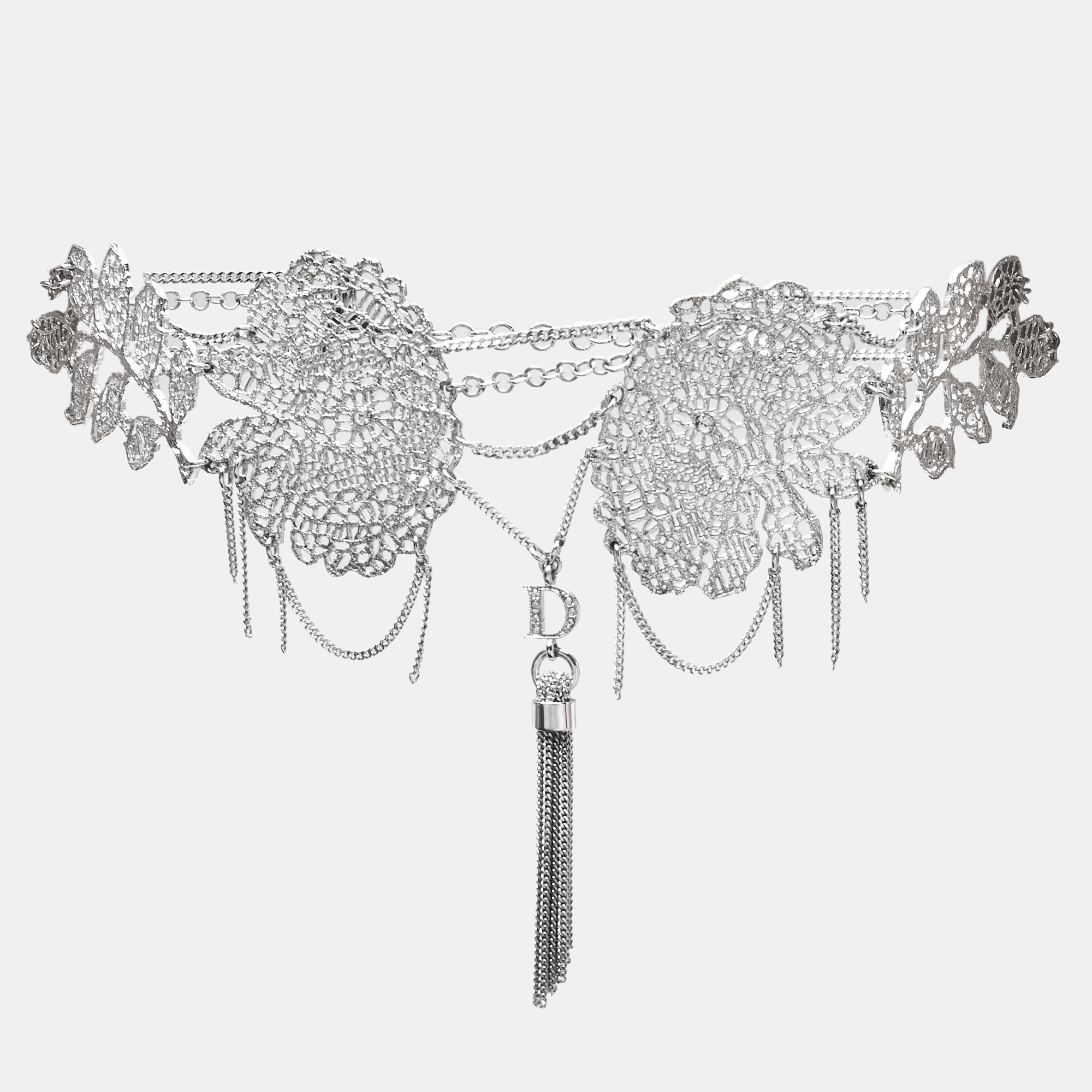 

Dior Crystals Silver Tone Choker Necklace