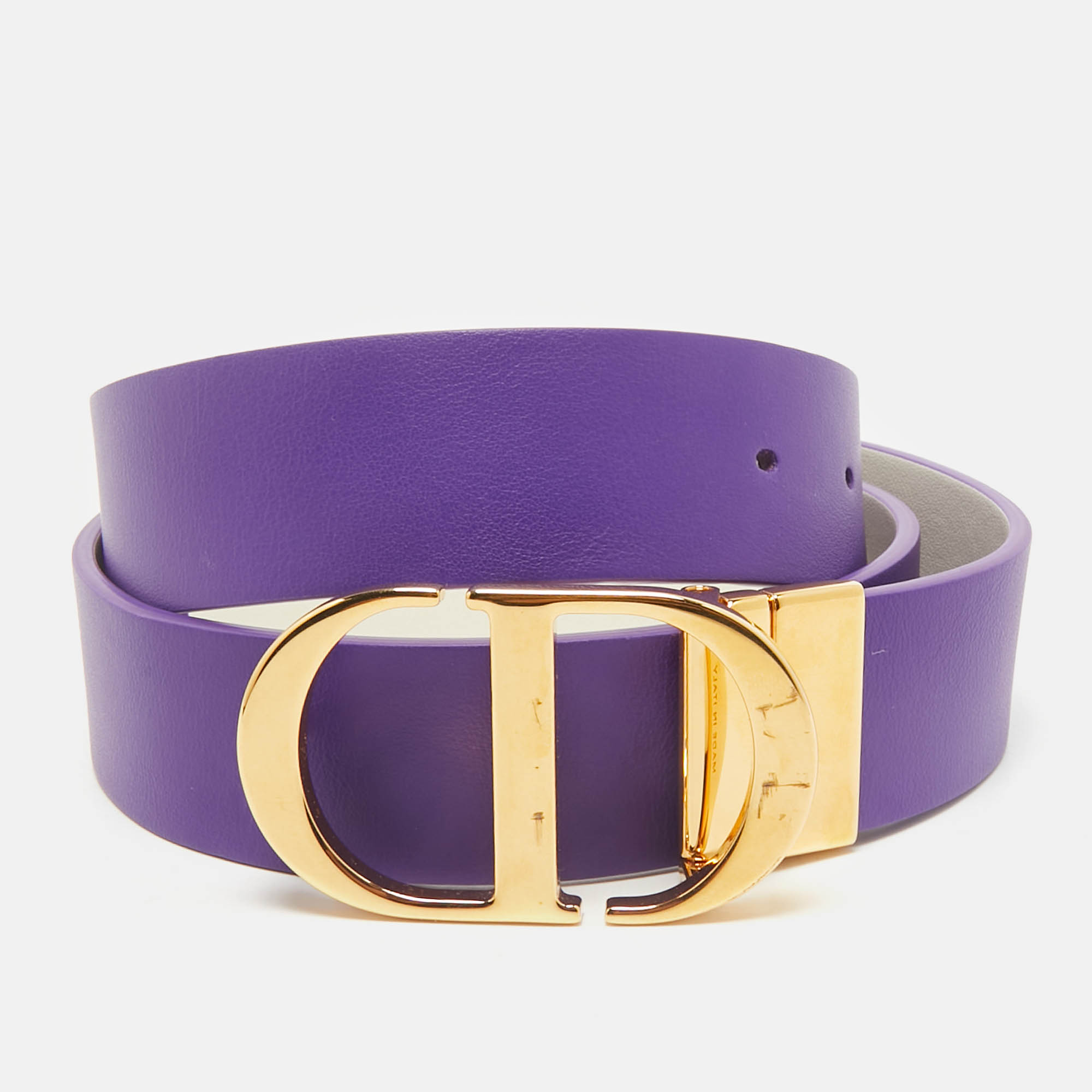 

Dior Purple/White Leather 30 Montaigne Reversible Belt