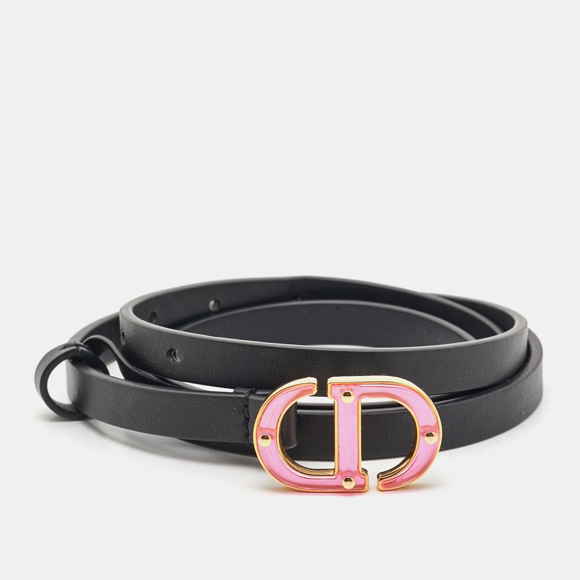 

Dior Black Leather CD Logo Slim Belt
