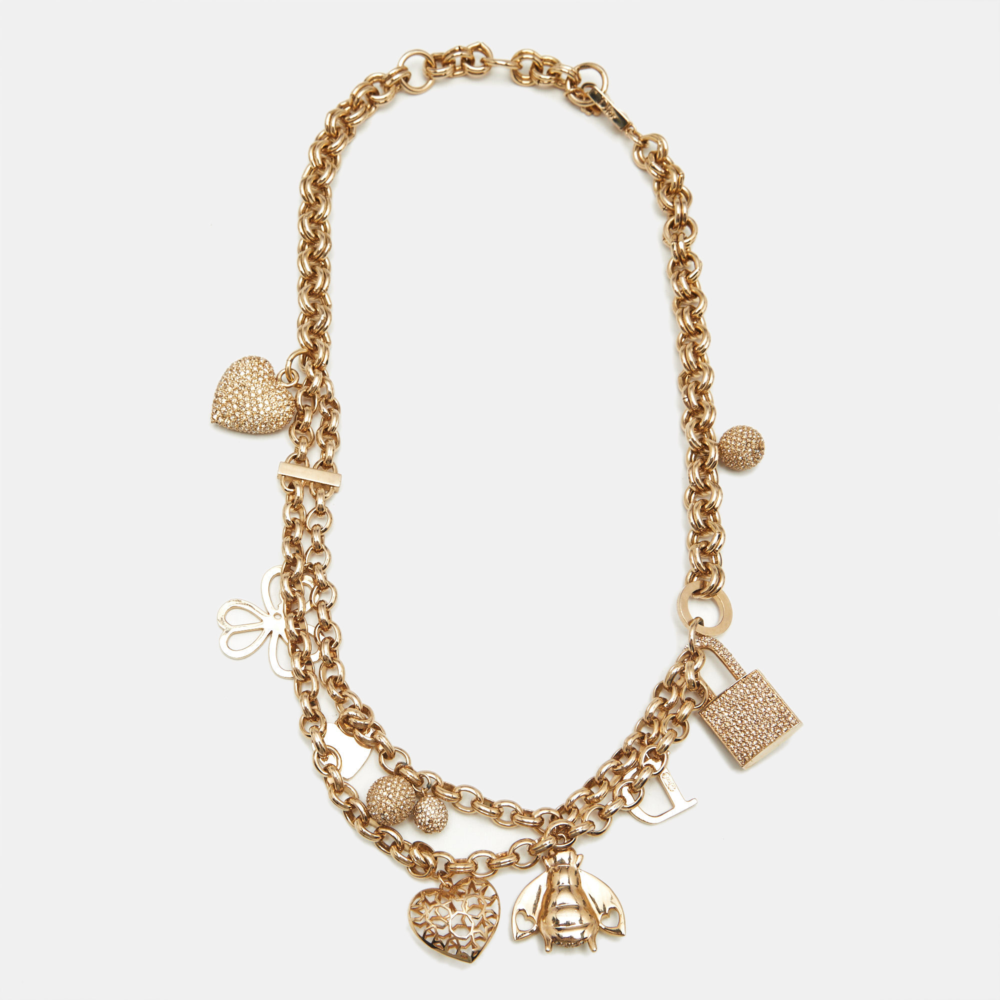 

Dior Multi Charm Crystals Rose Gold Tone Choker Necklace