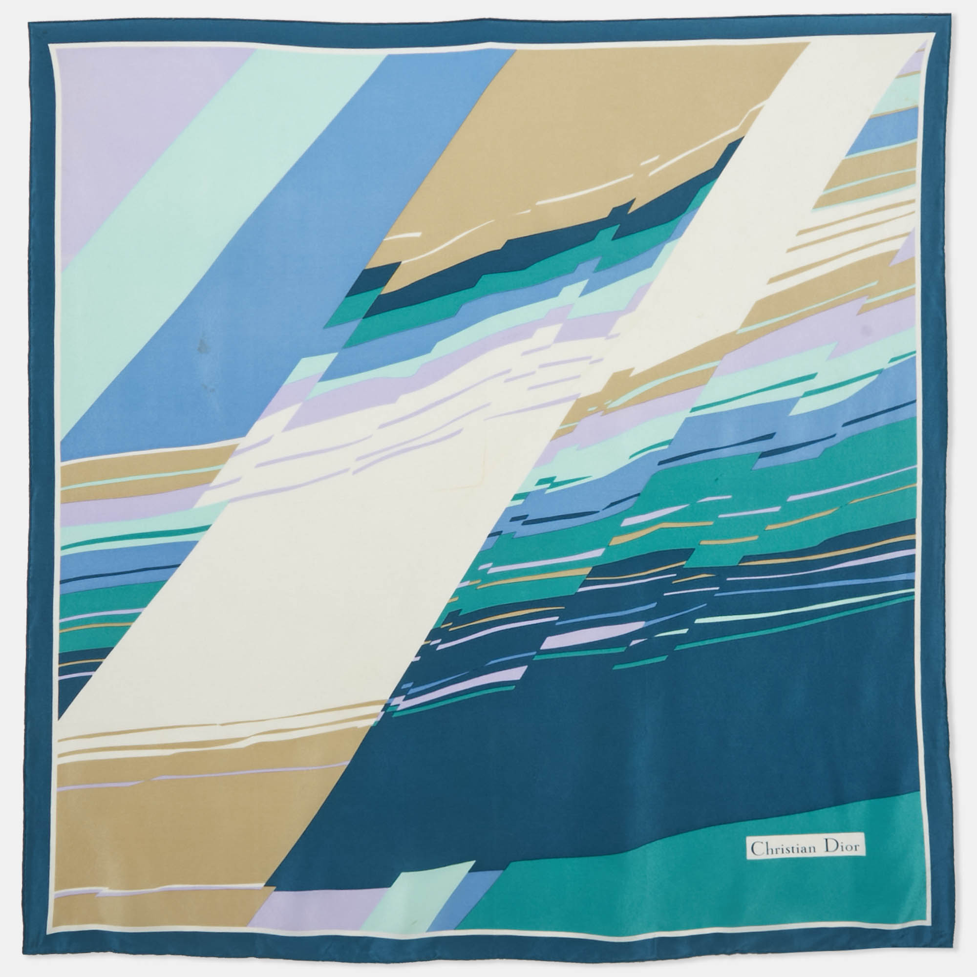 

Christian Dior Vintage Blue Printed Silk Scarf