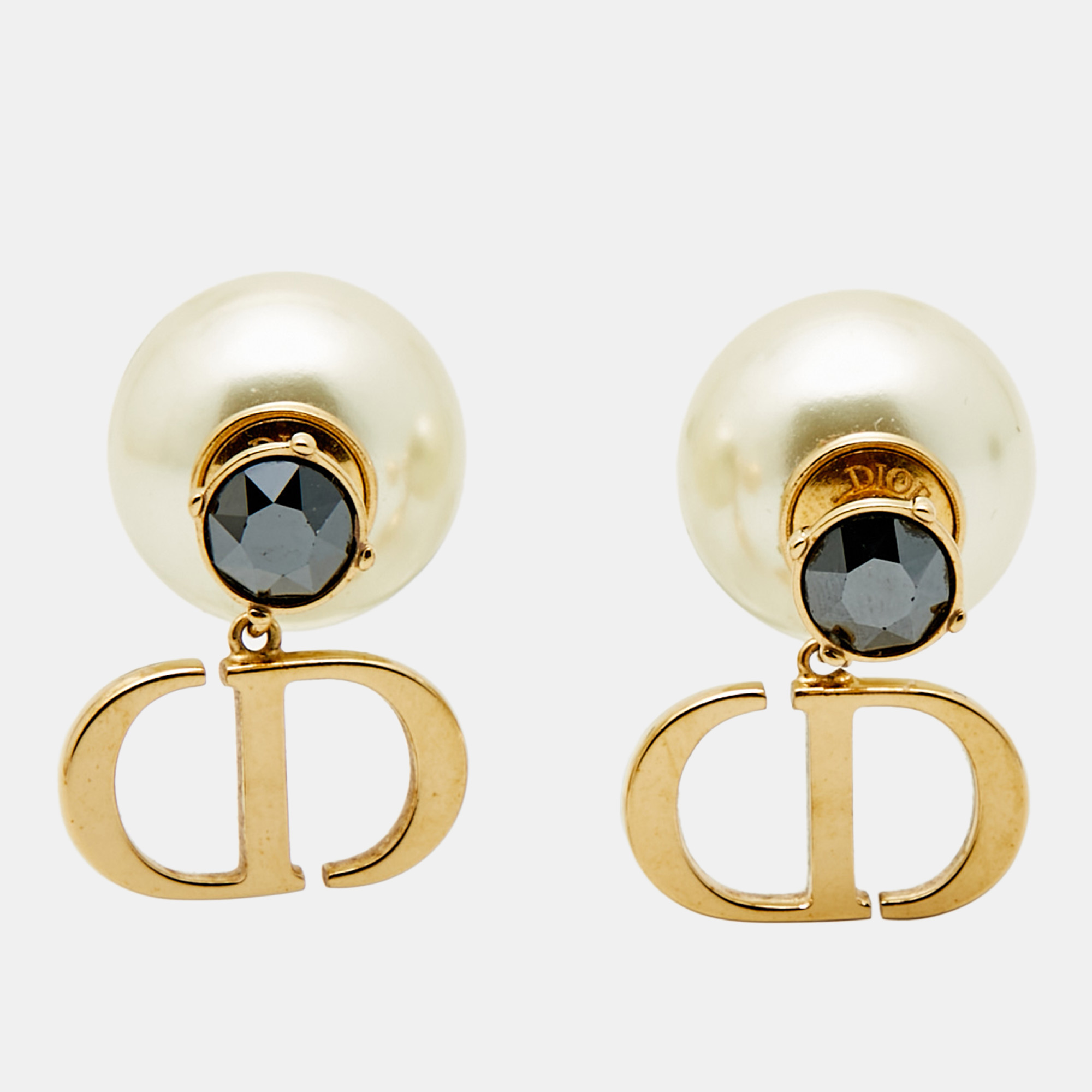 

Dior Tribales CD Crystals Faux Pearl Gold Tone Metal Earrings
