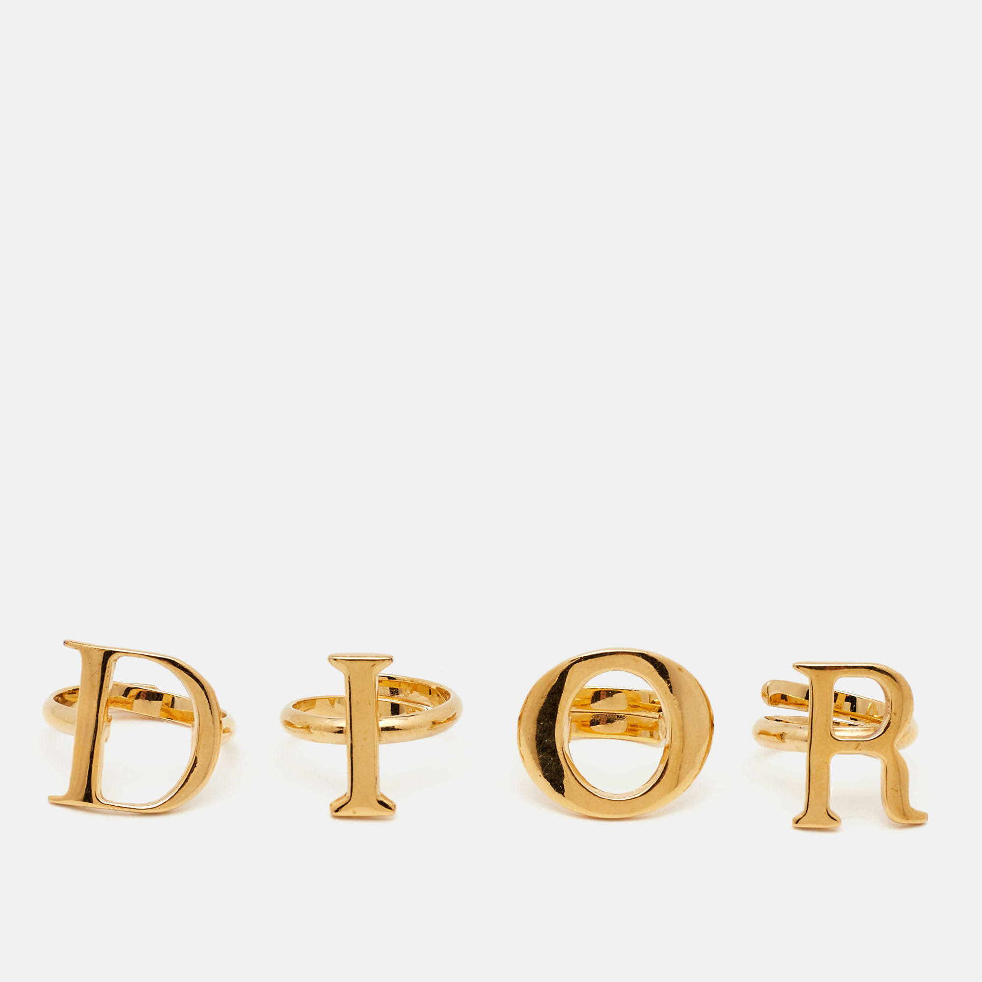 

Dior Logo Gold Tone Ring Set Size