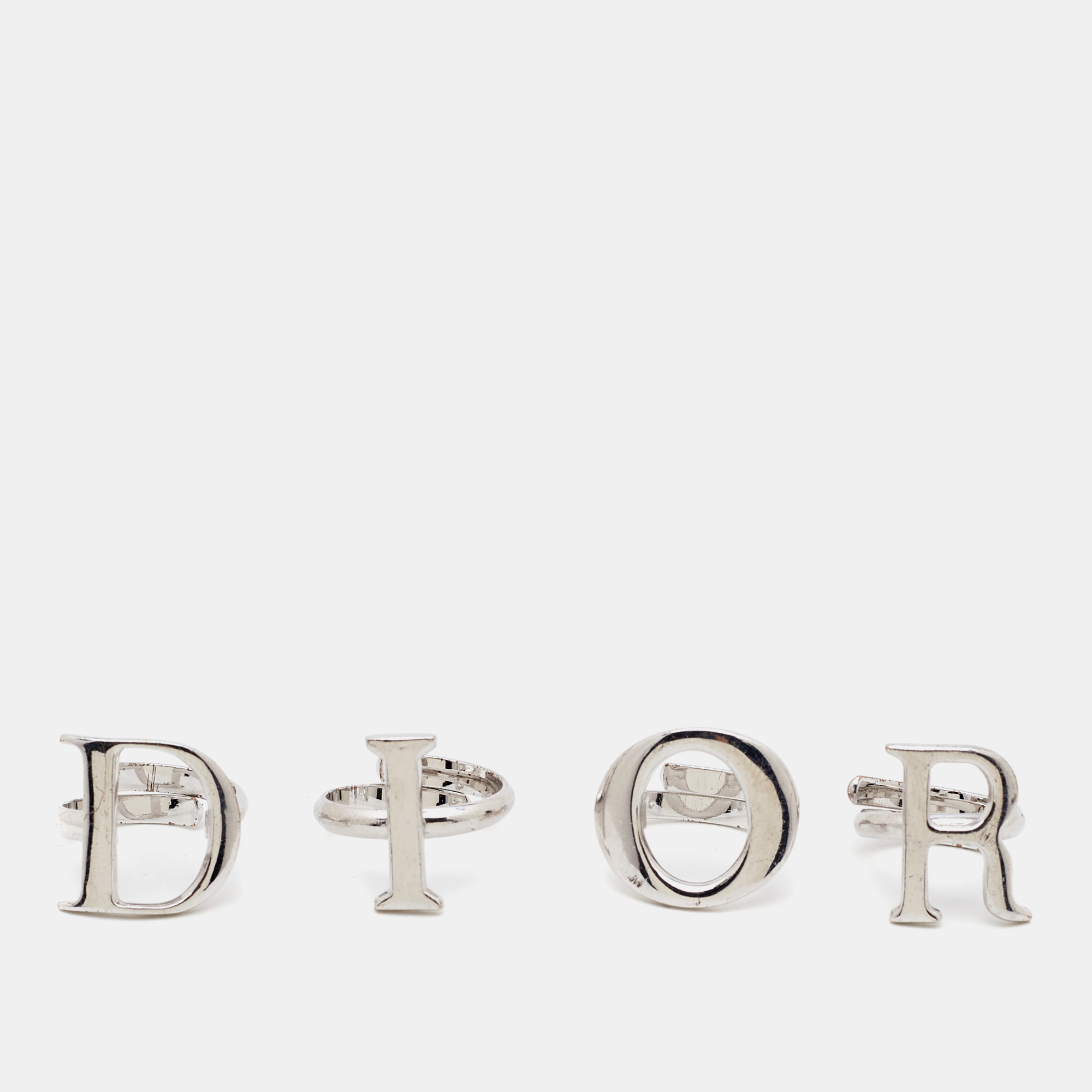

Dior Logo Silver Tone Ring Set Size