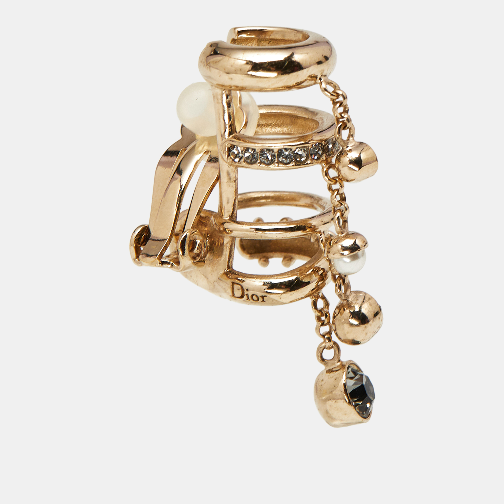 

Dior Crystals Gold Tone Single Cuff Earring