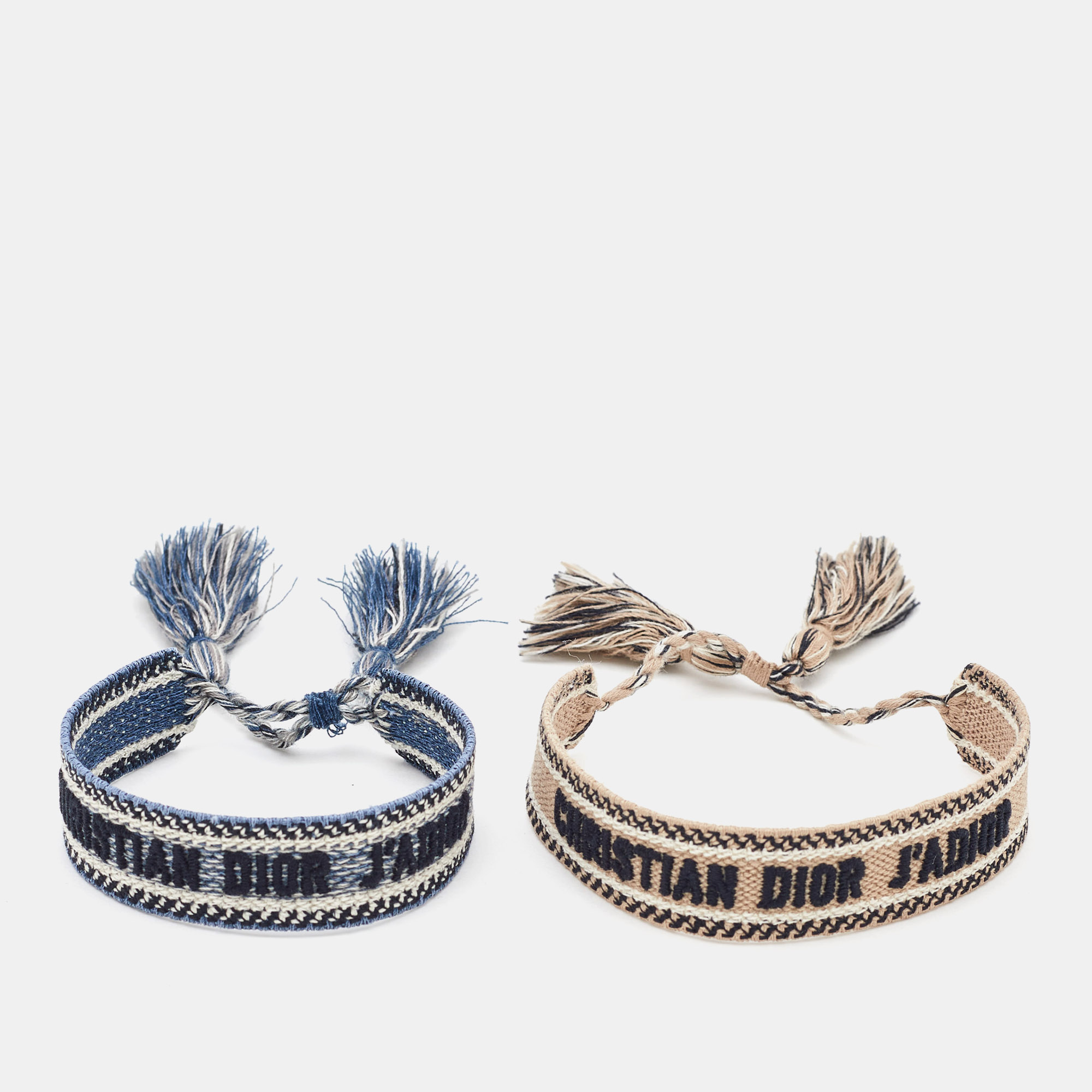 

Dior Blue/Beige J'adior Cotton Embroidered Bracelet Set