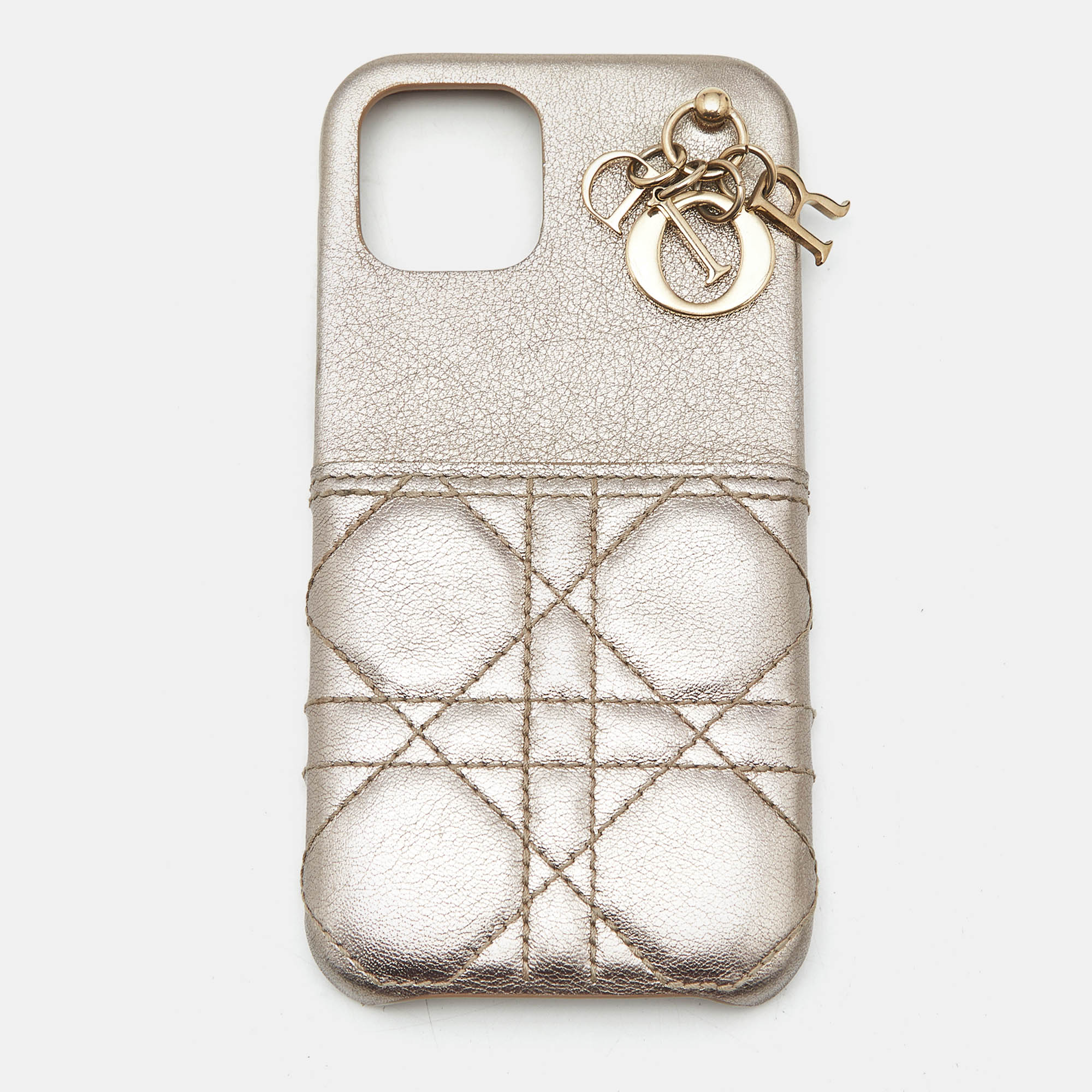 

Dior Metallic Beige Cannage Leather Lady Dior iPhone 12/12 Pro Case