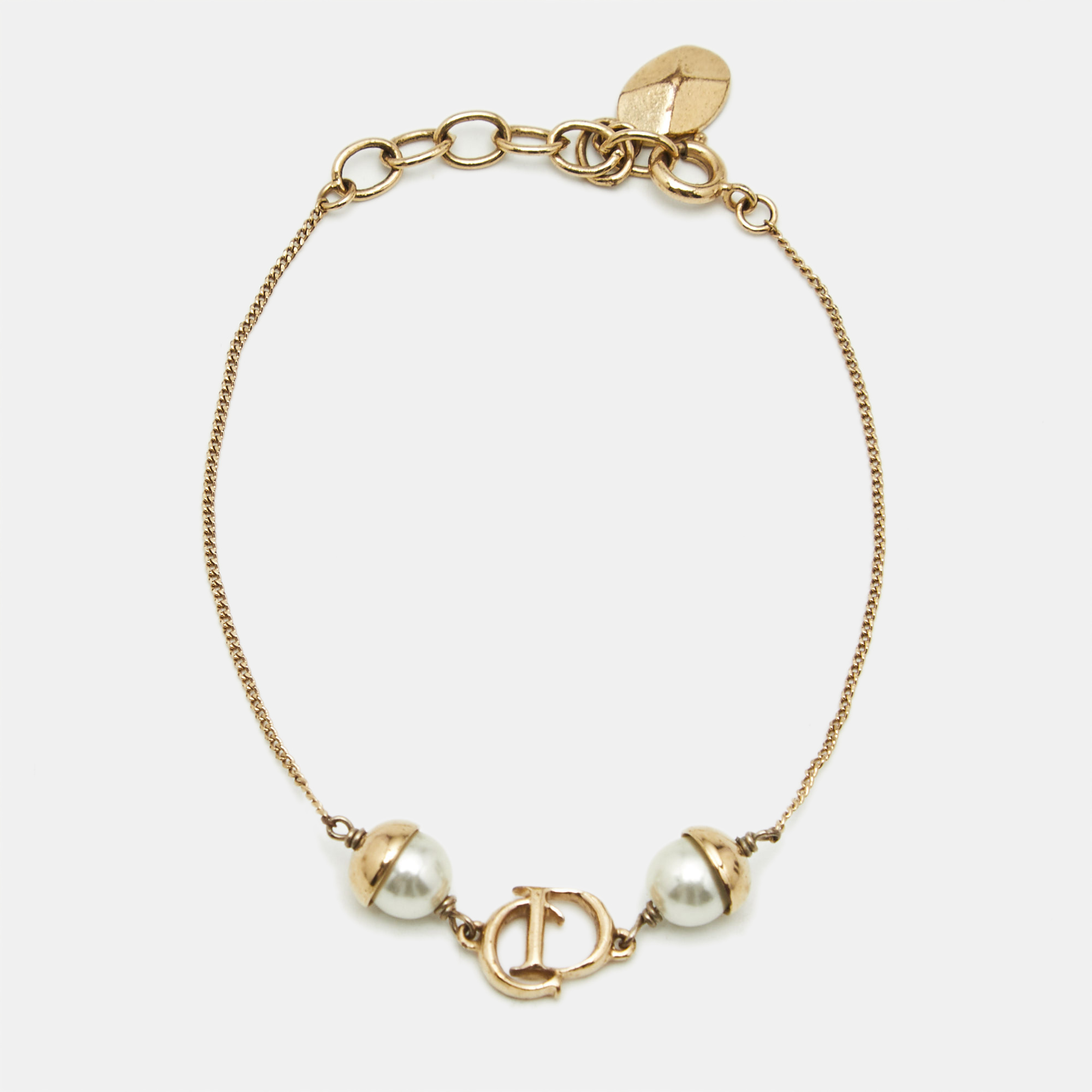 Dior Mise En Dior Faux Pearl Gold Tone Bracelet
