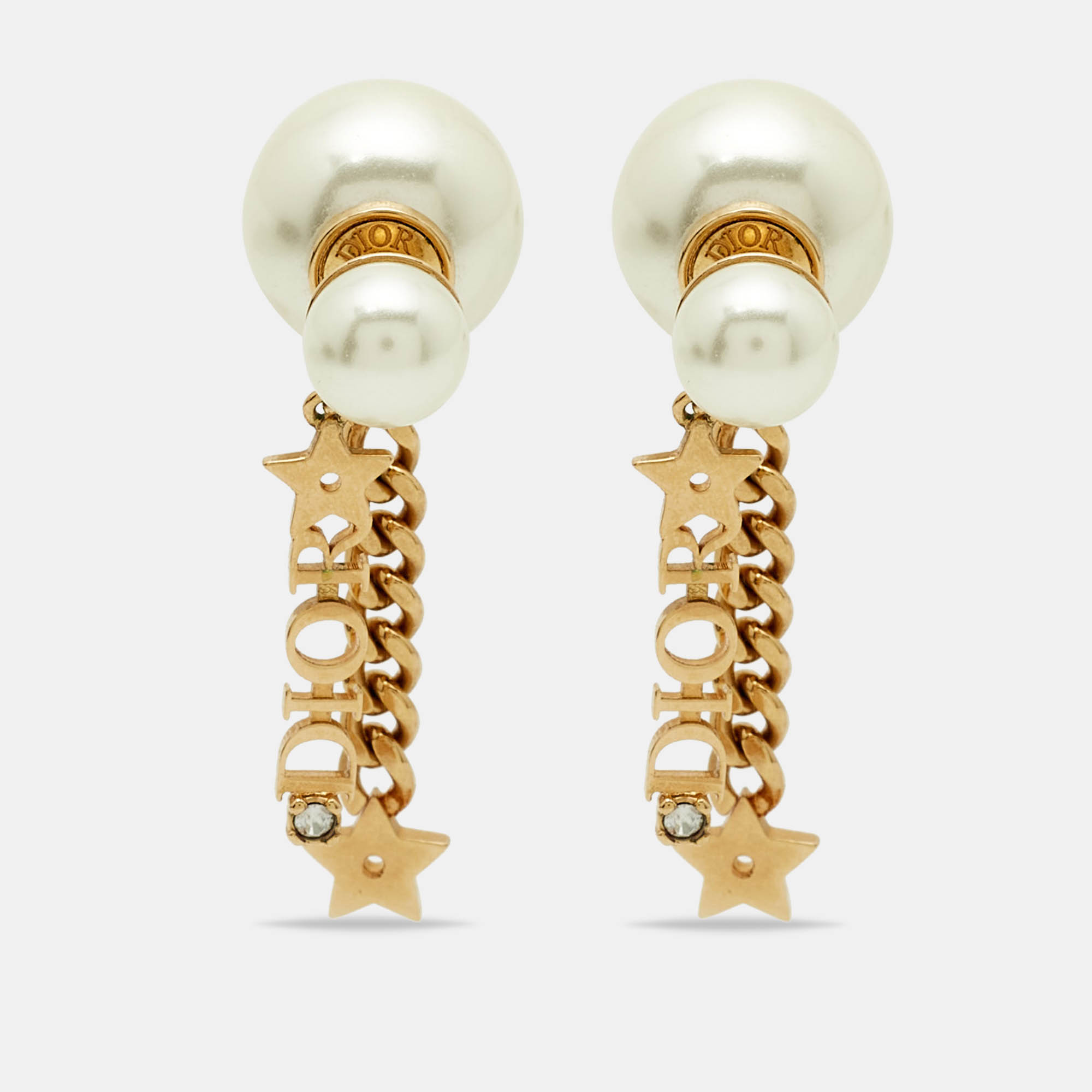 

Dior Faux Pearl Crystals Gold Tone Earrings