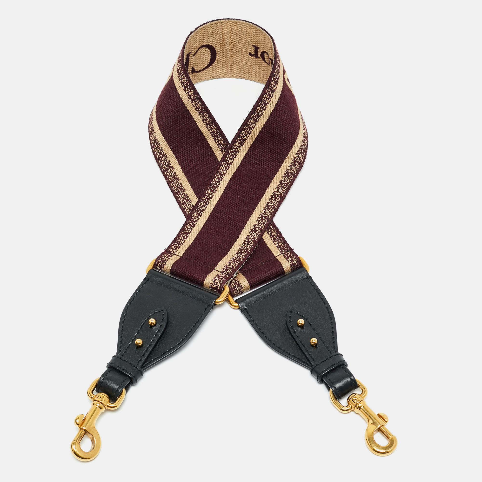 

Dior Burgundy Embroidered Canvas and Leather Shoulder Bag Strap