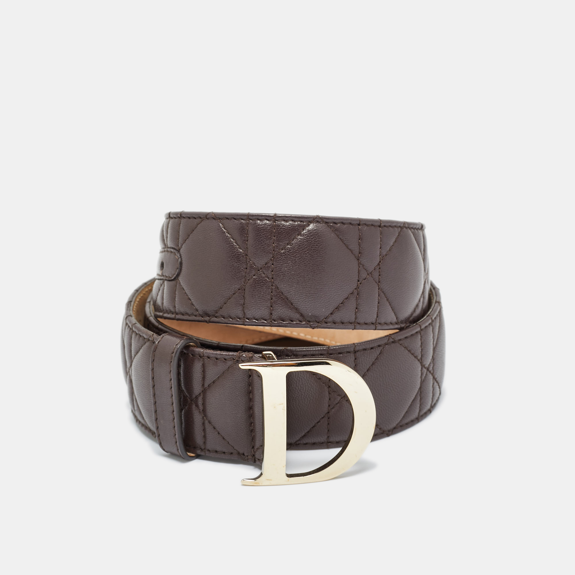 

Dior Brown Cannage Leather D Buckle Belt