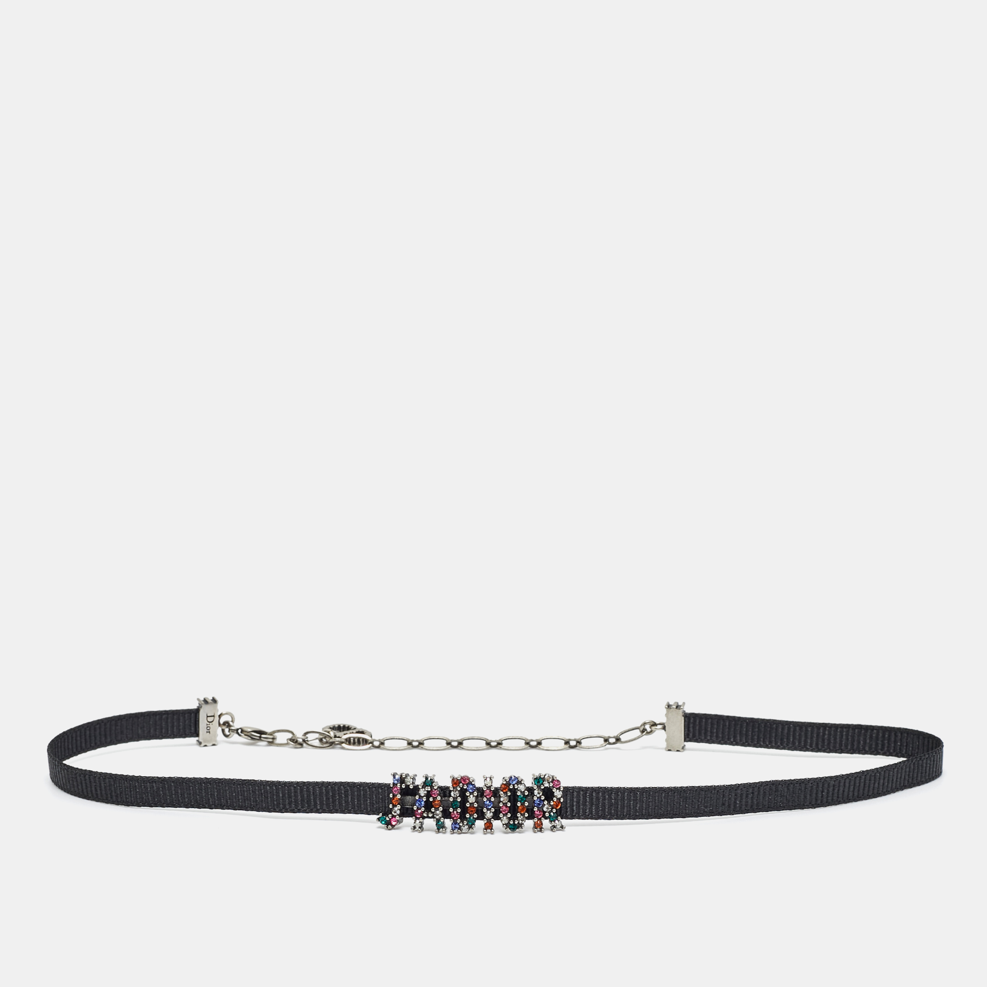 

Dior Jadior Multicolor Crystal Silver Tone Choker Necklace