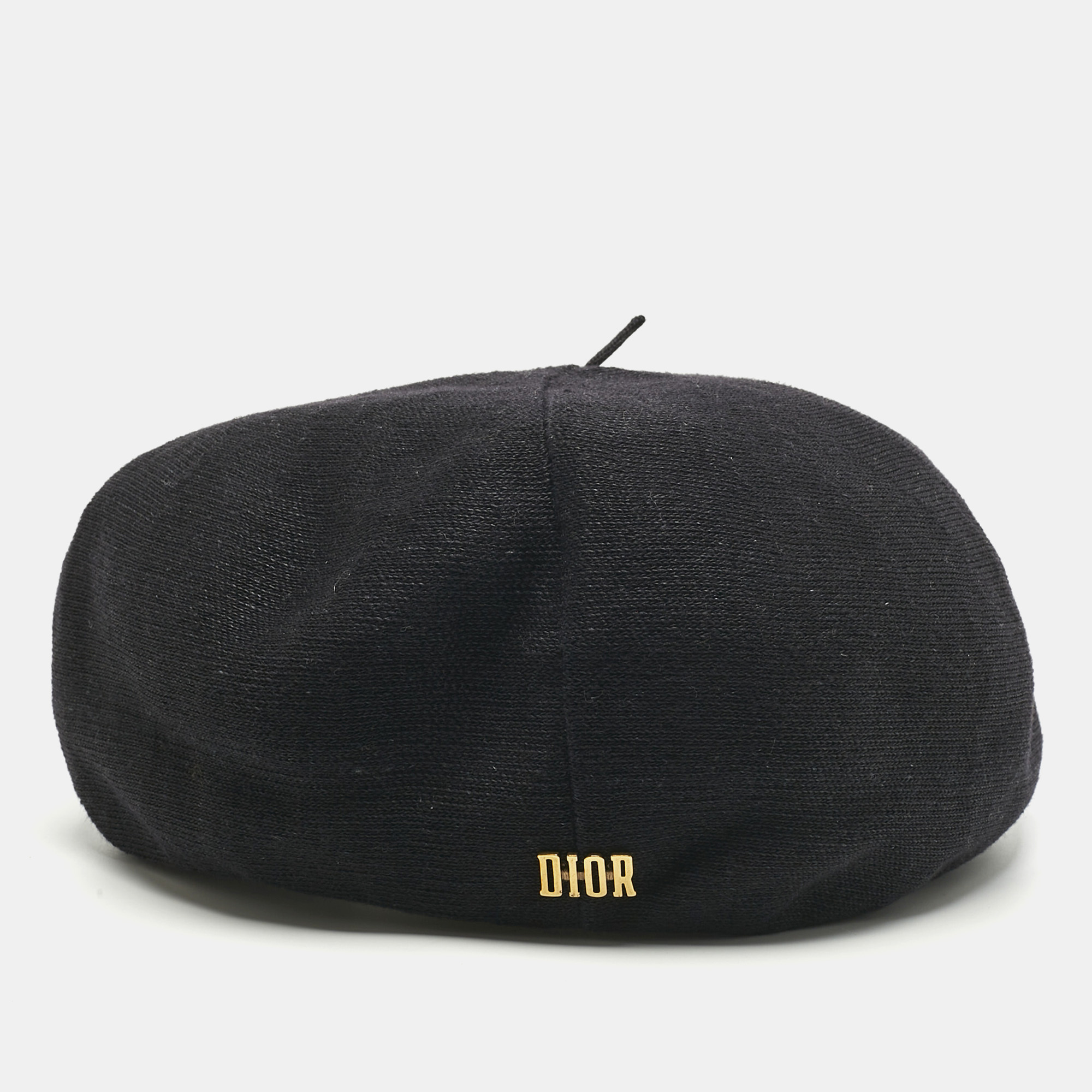

Christian Dior Black Logo Detail Linen Beret Cap