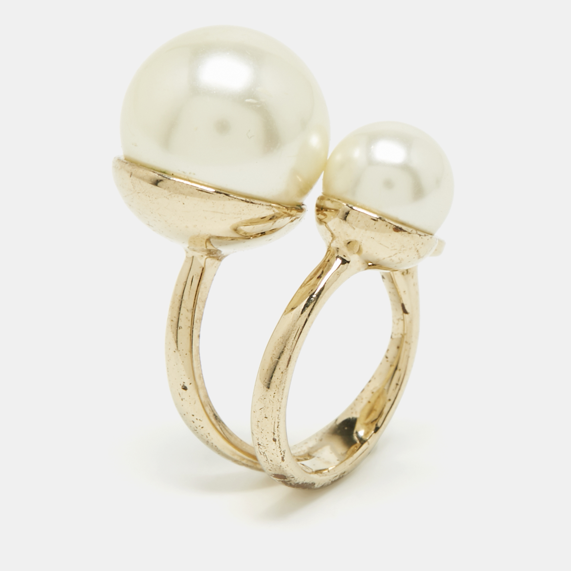 

Dior Ultradior Faux Pearl Gold Tone Ring Size