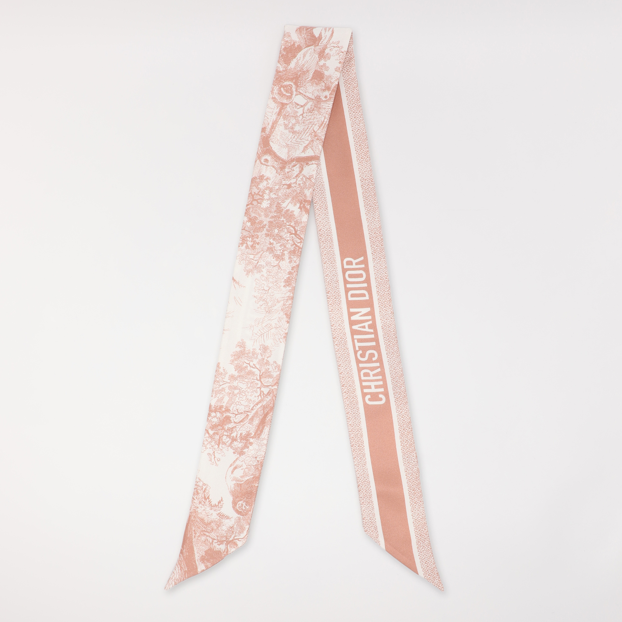 

Dior Ivory/Pink Toile de Jouy Sauvage Silk Mitzah Scarf