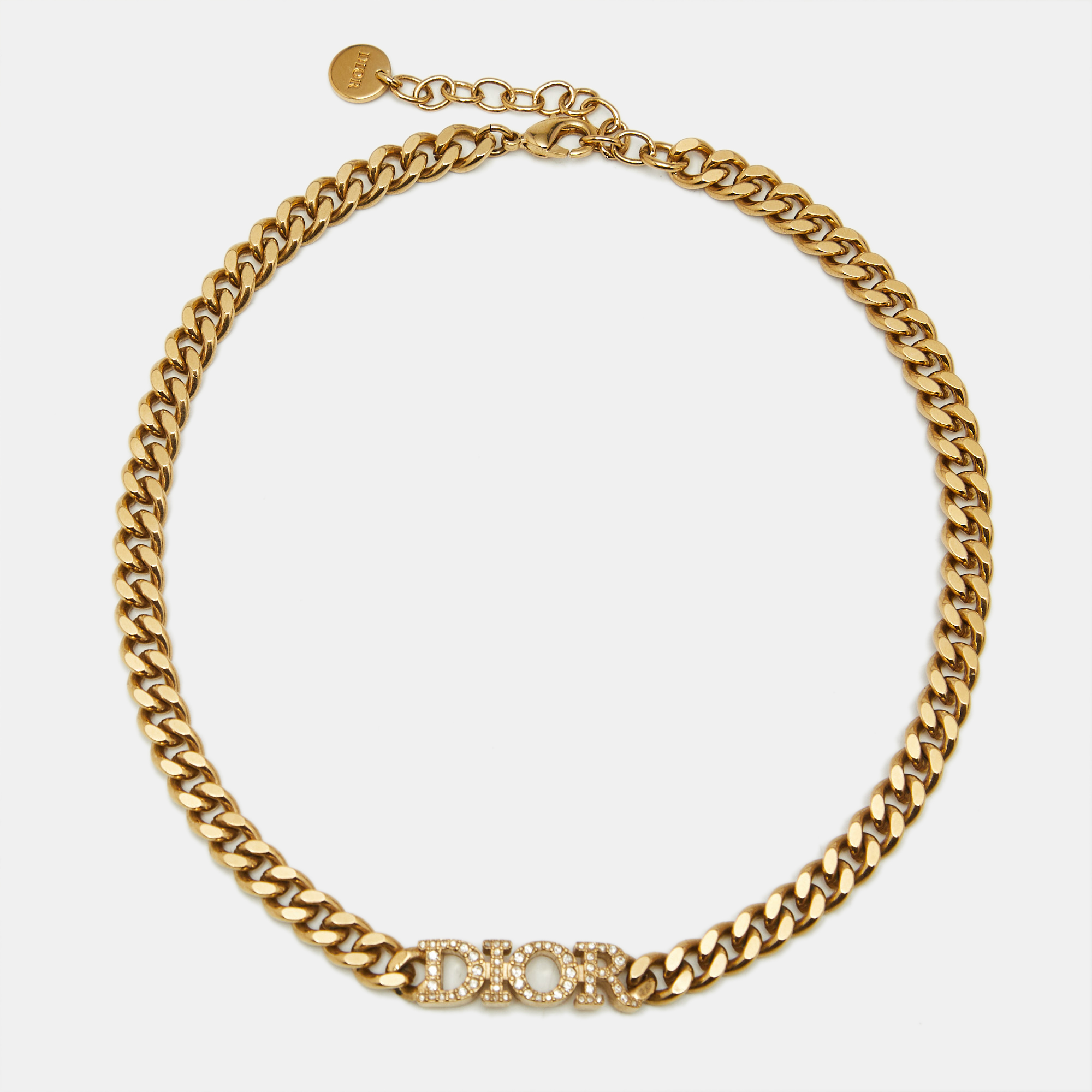 Pre-owned Dior Dio(r)evolution Crystals Gold Tone Choker