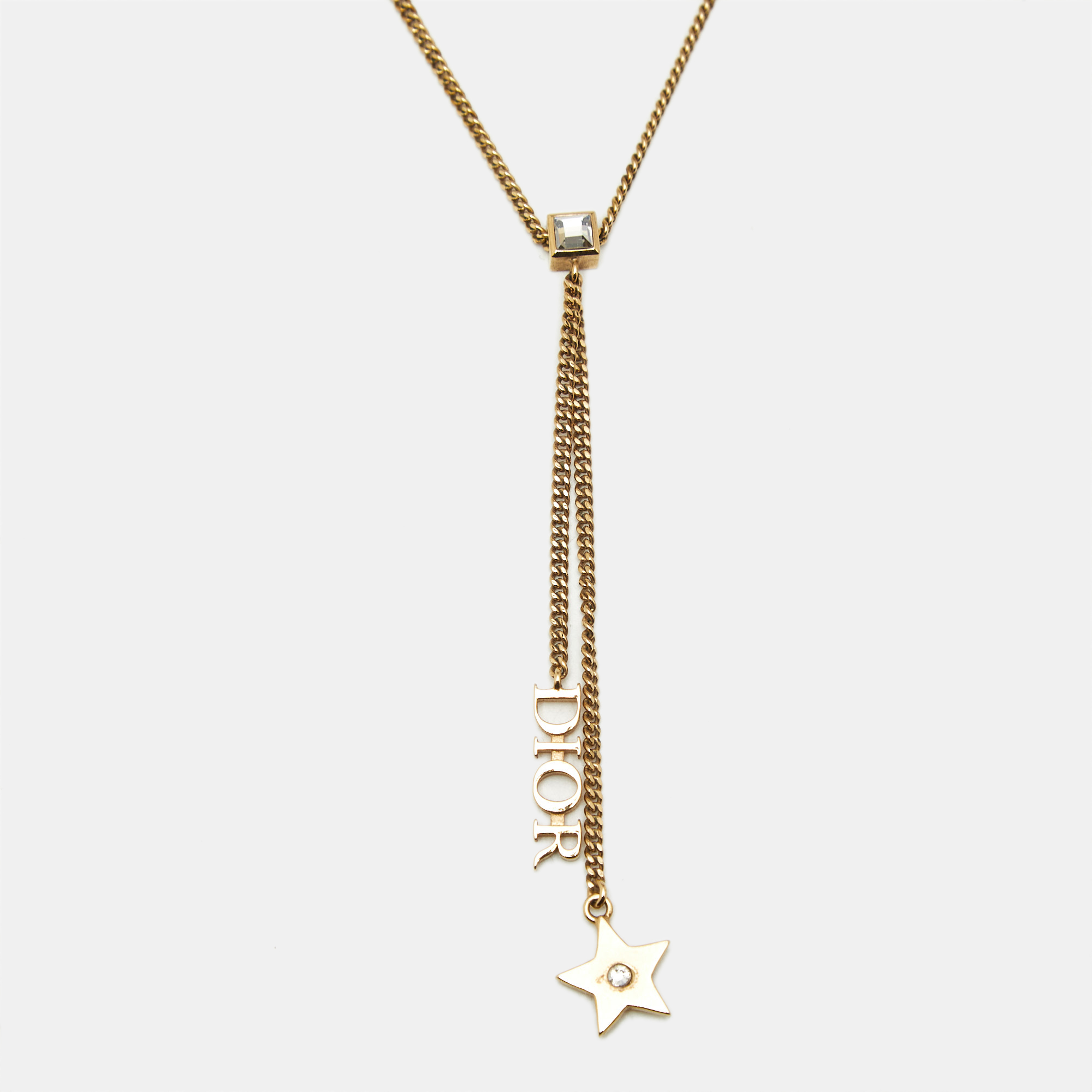

Dior Logo Crystals Gold Tone Necklace