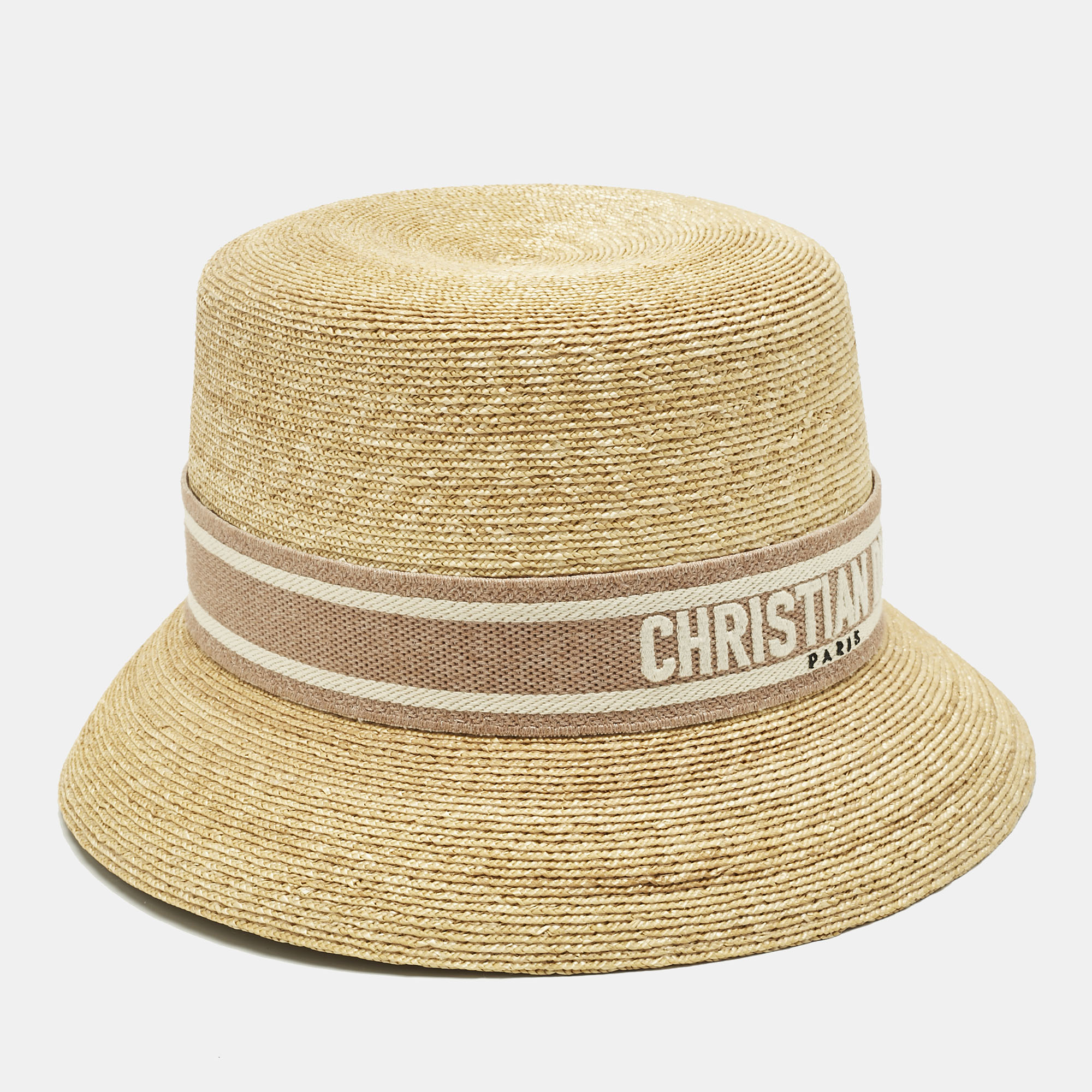 

Christian Dior Beige Straw Small Brim Dioresort Hat Size