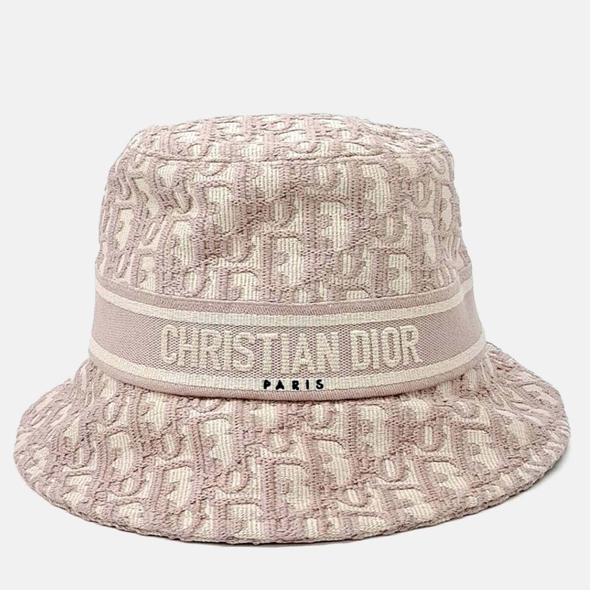 Pre-owned Dior Pink Cotton Oblique Bucket Hat
