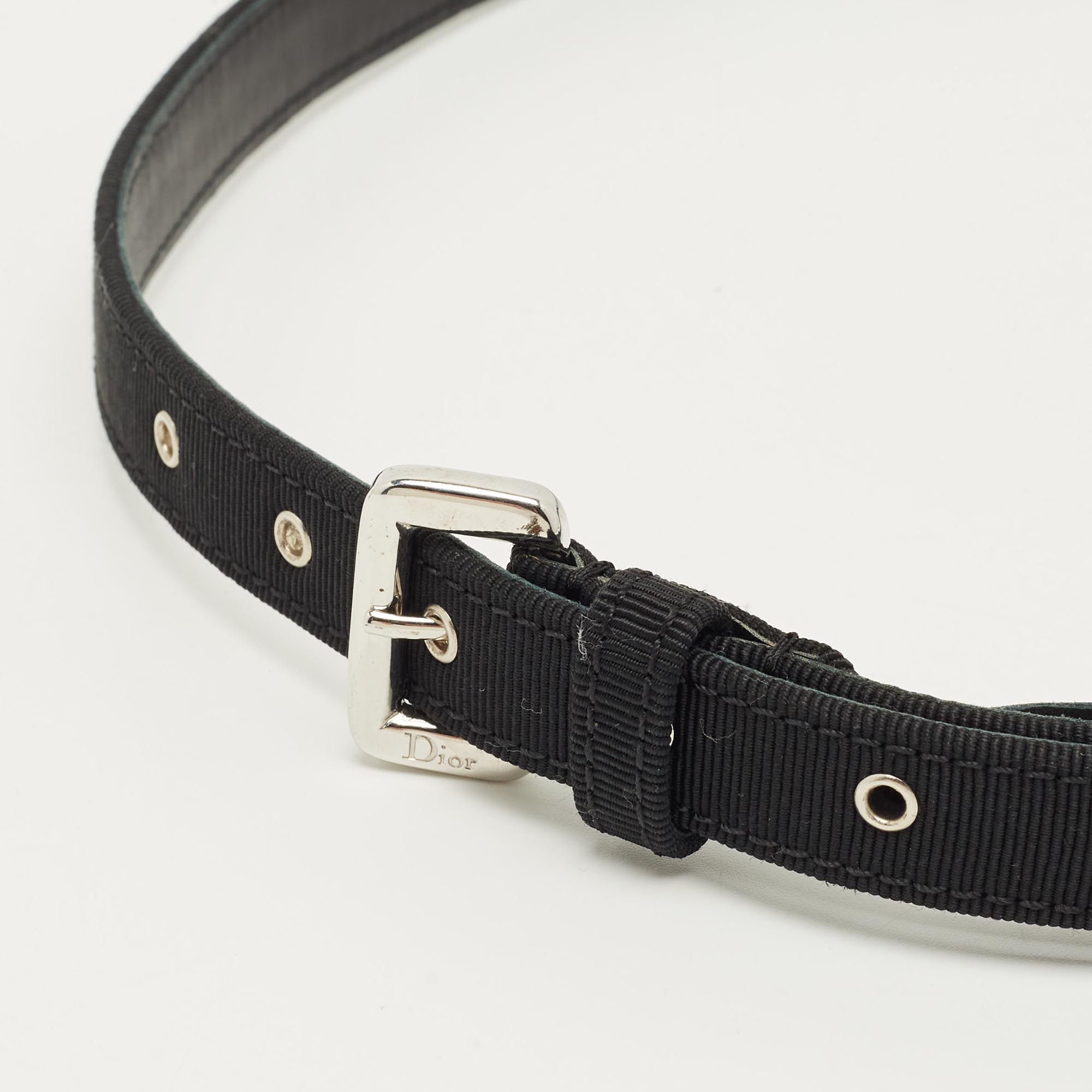 Pre-owned Dior Black Fabric Slim Buckle Belt