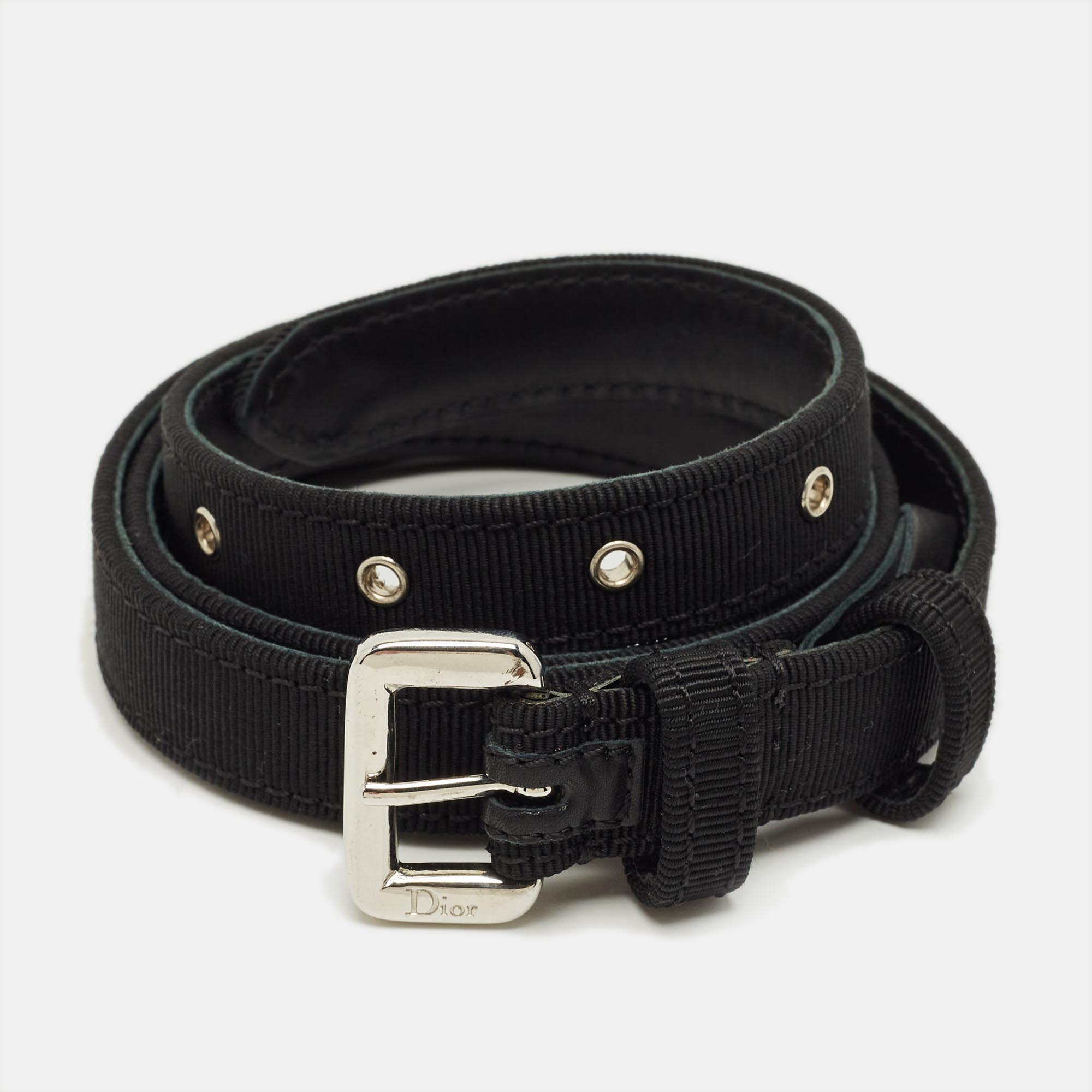 

Dior Black Fabric Slim Buckle Belt