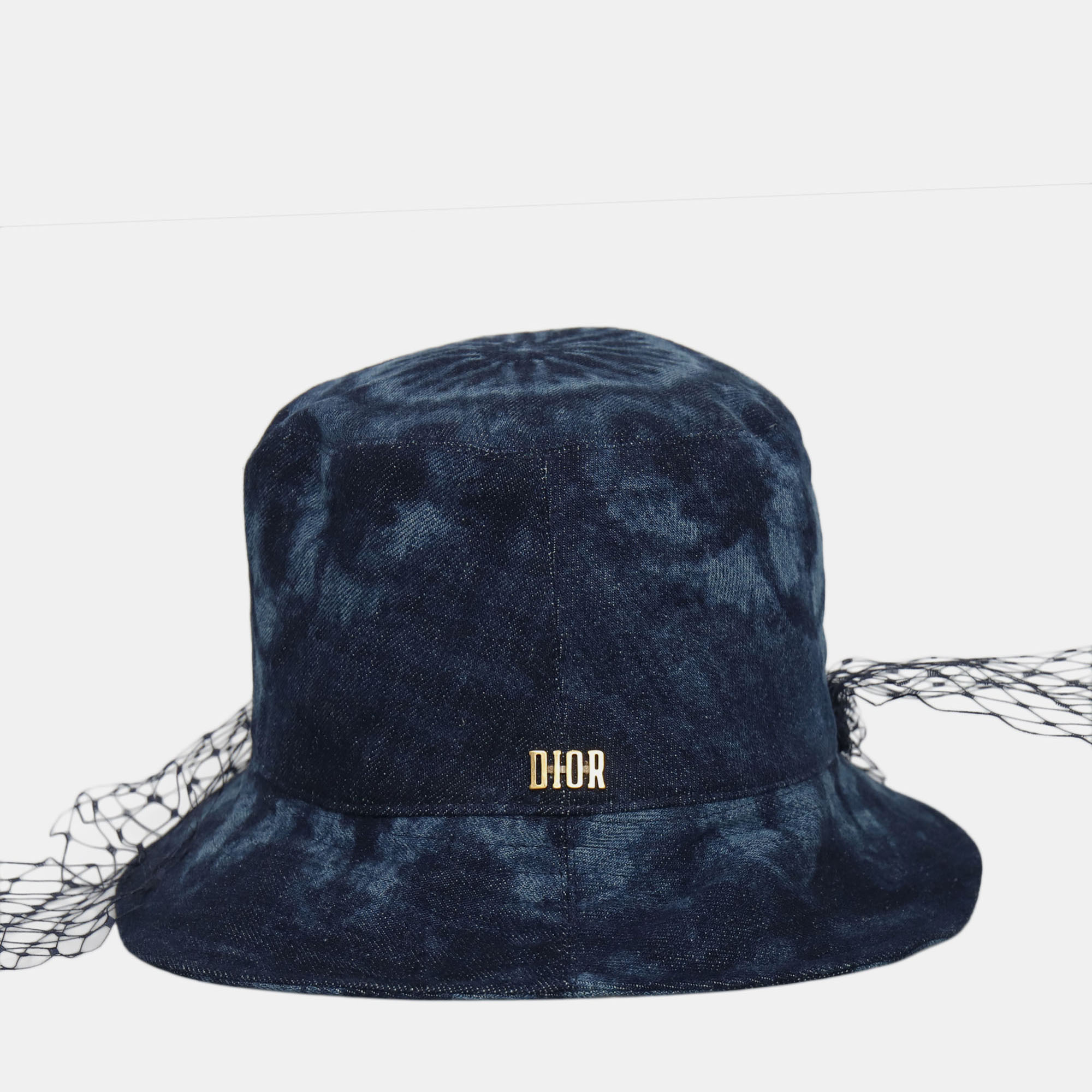 Pre-owned Dior Tie-dye Veil Bucket Hat In Blue