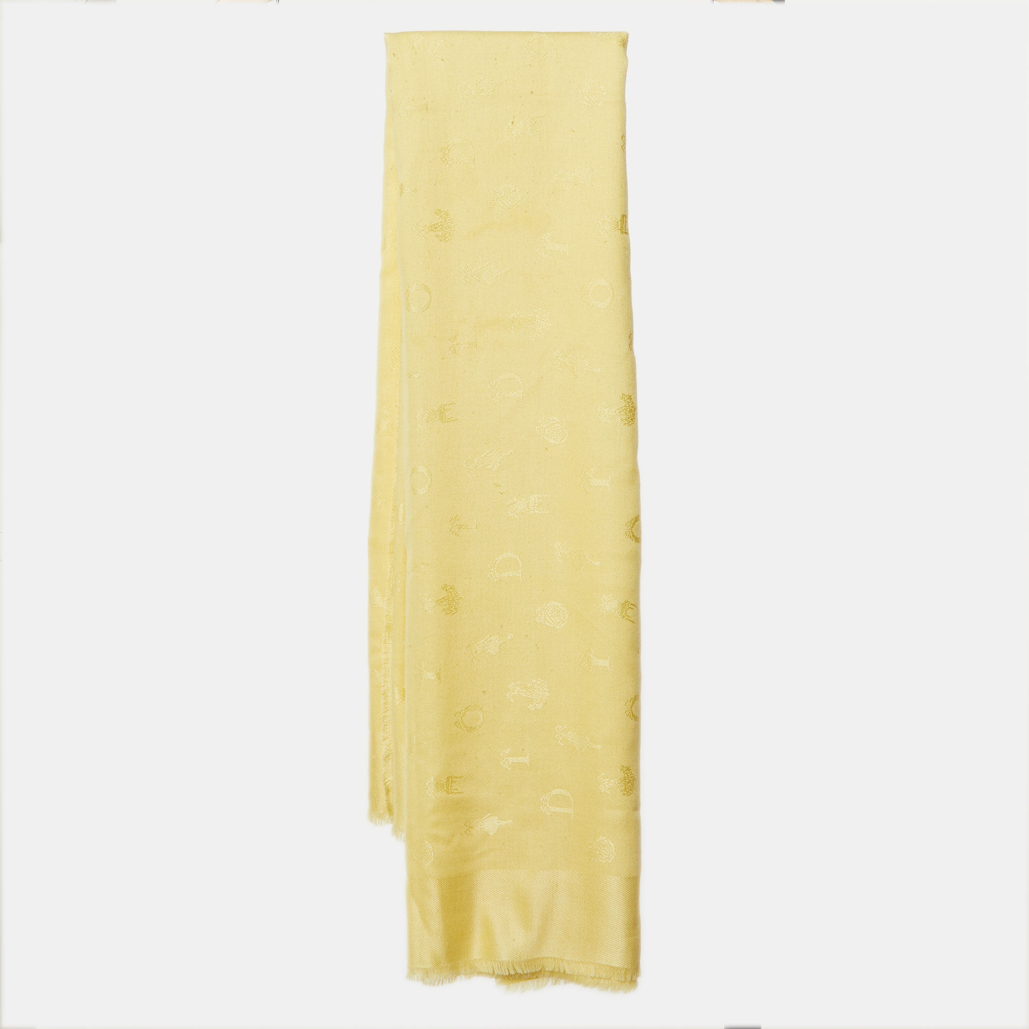 Pre-owned Dior Silk & Wool Shawl In Yellow