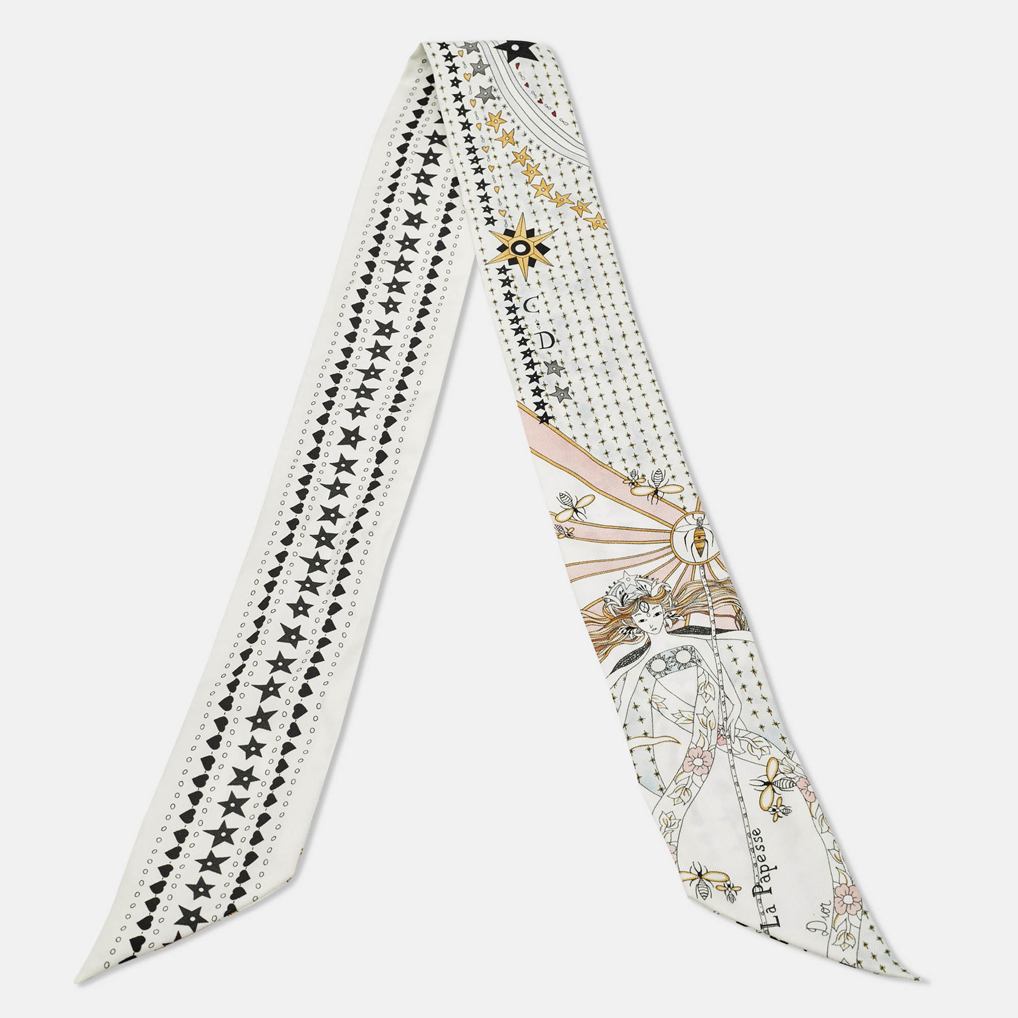 

Dior White La Papesse Tarot Silk Mitzah Scarf